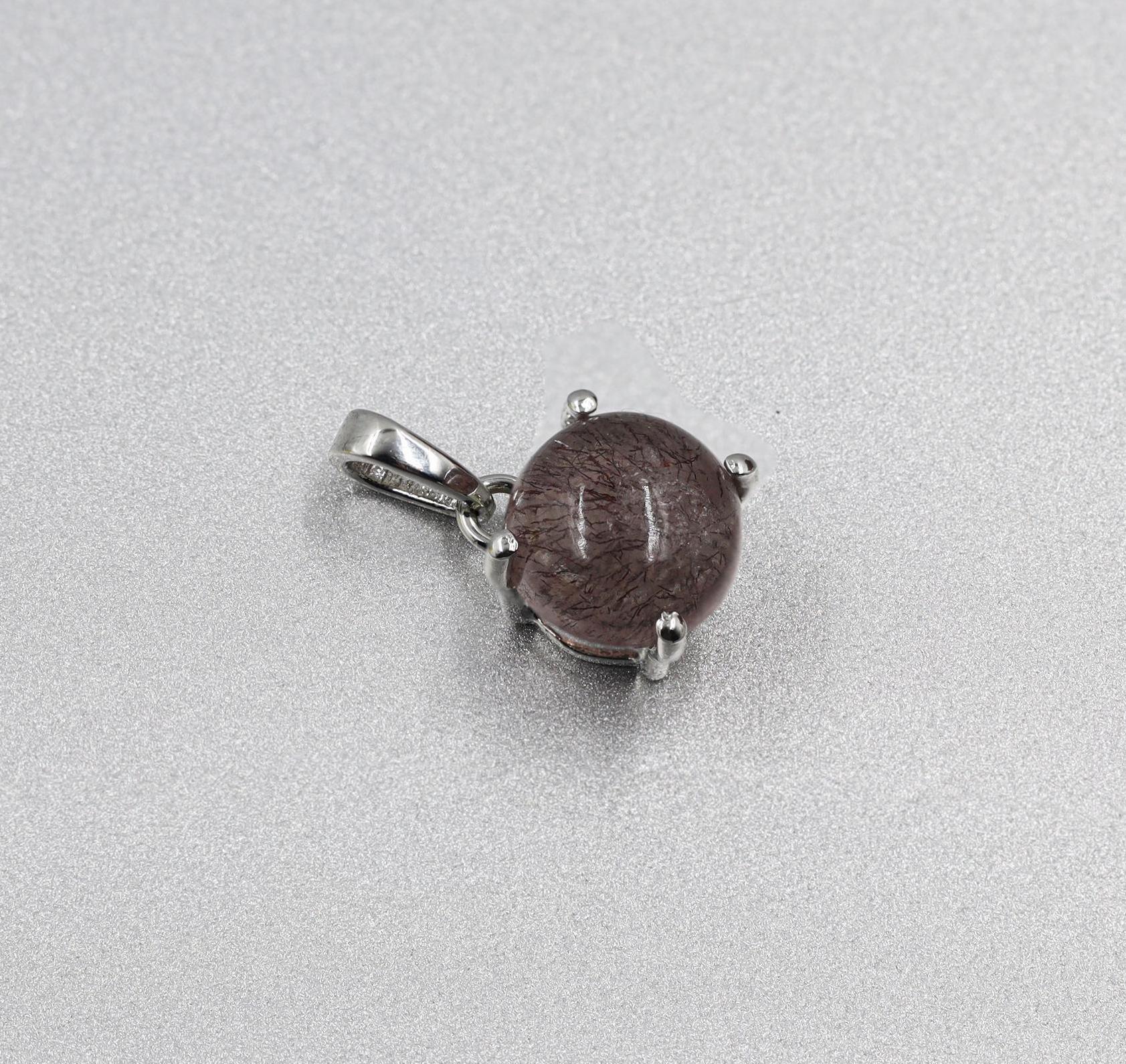 9mm Super Seven Amethyst Pendant: Cacoxenite Sterling Silver Melody Stone