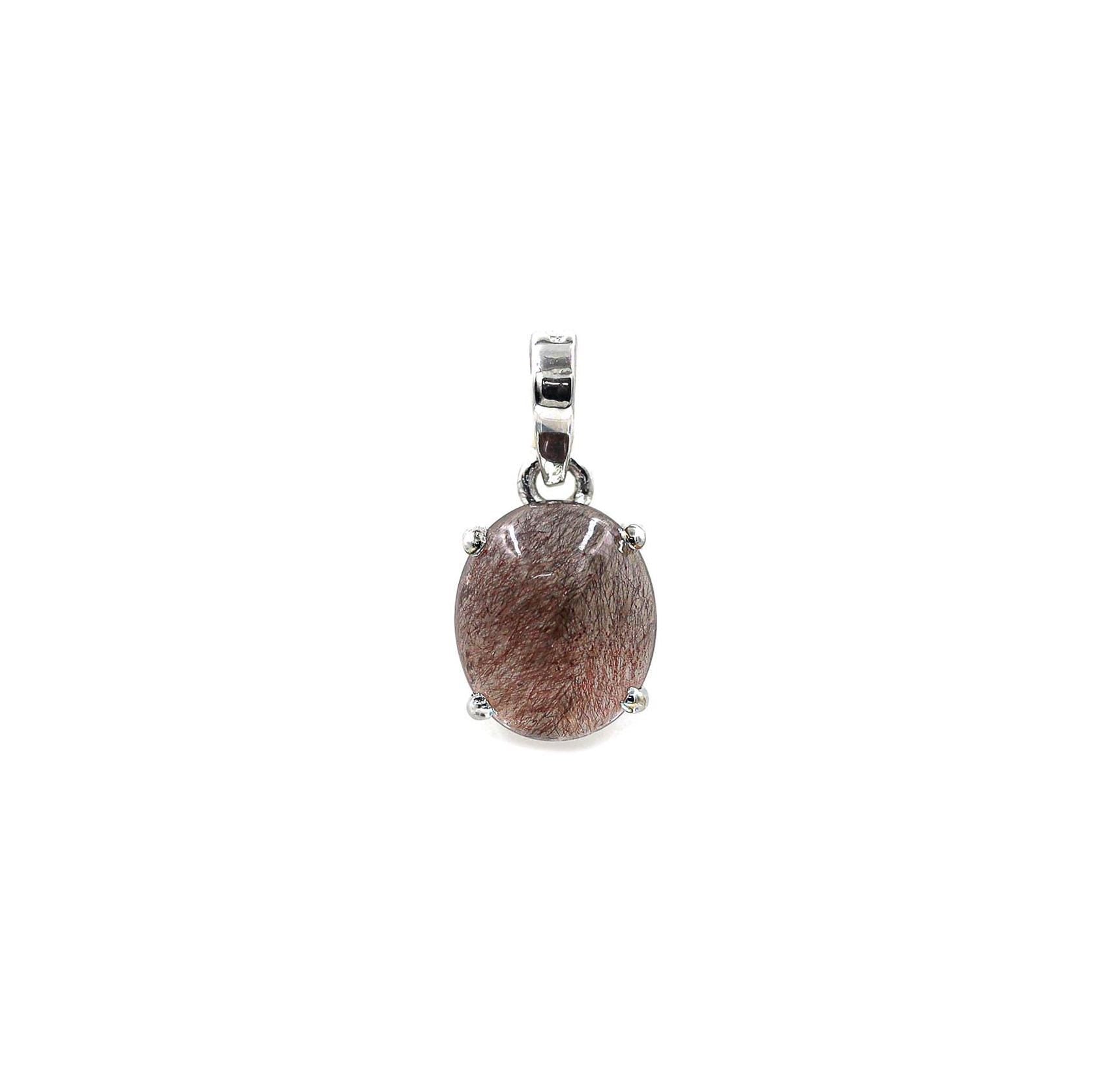 Sterling Silver Super Seven Pendant: Natural Cacoxenite Amethyst Cabochon