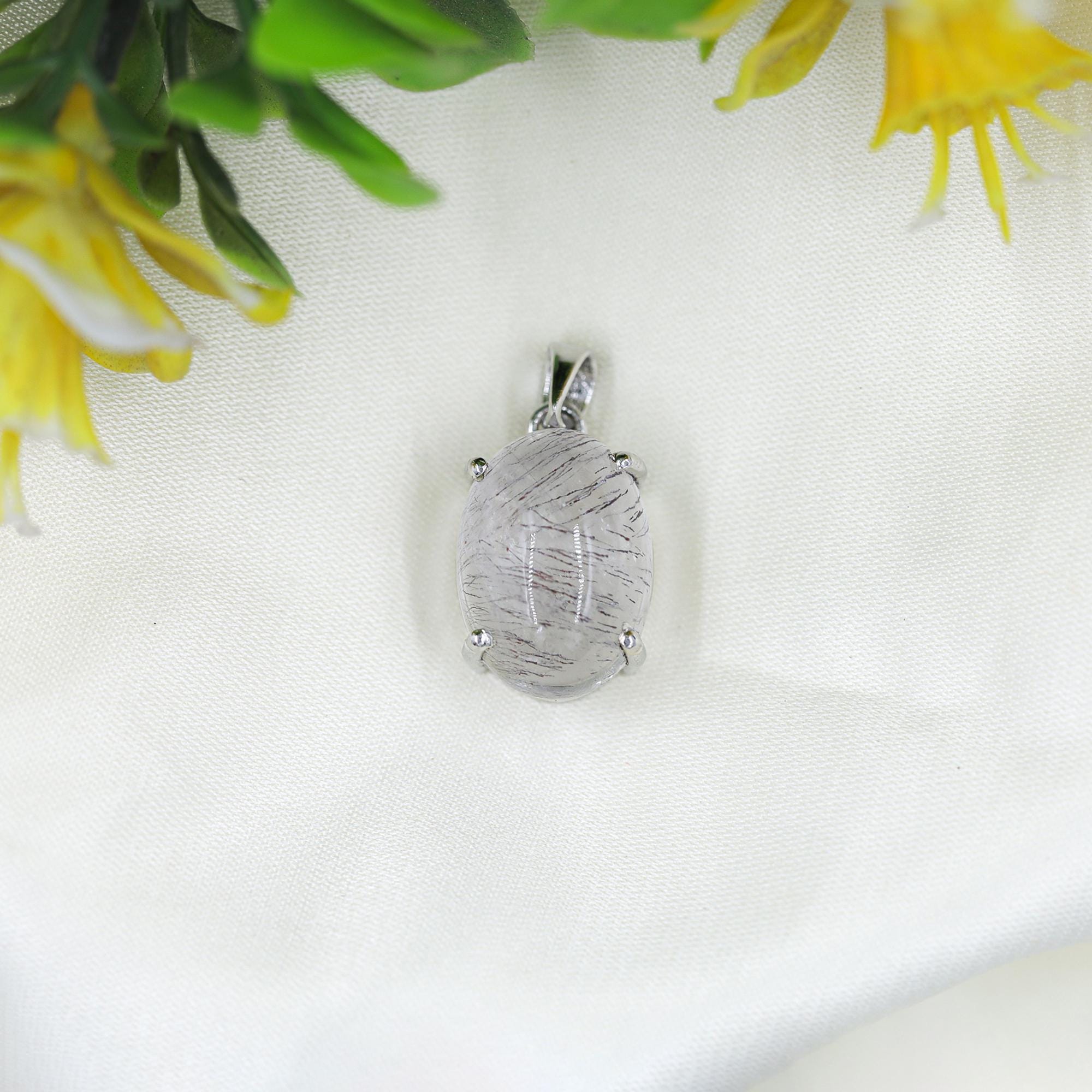 Super Seven Amethyst 925 Sterling Silver Pendant Necklace: Oval Cabochon