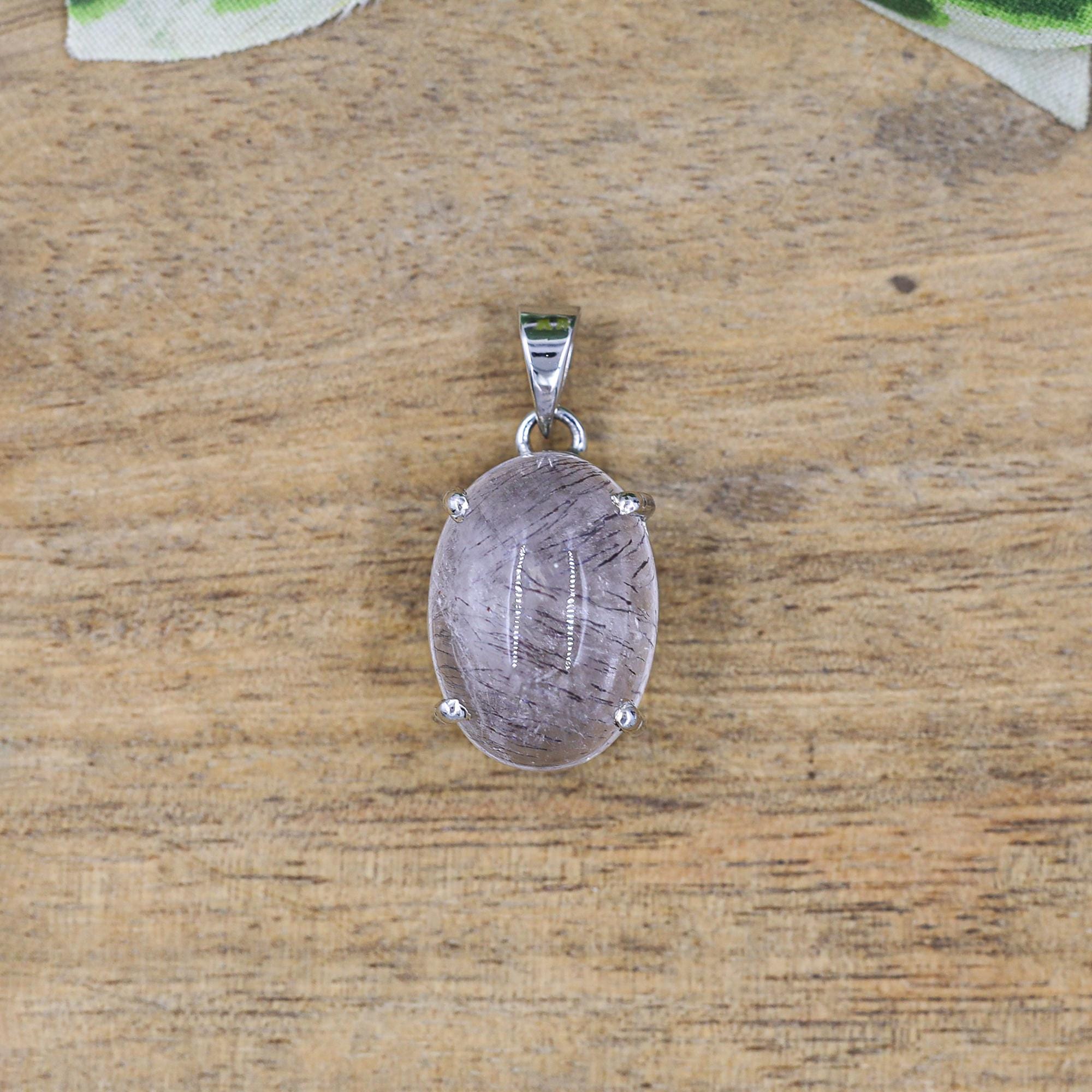 Super Seven Amethyst 925 Sterling Silver Pendant Necklace: Oval Cabochon