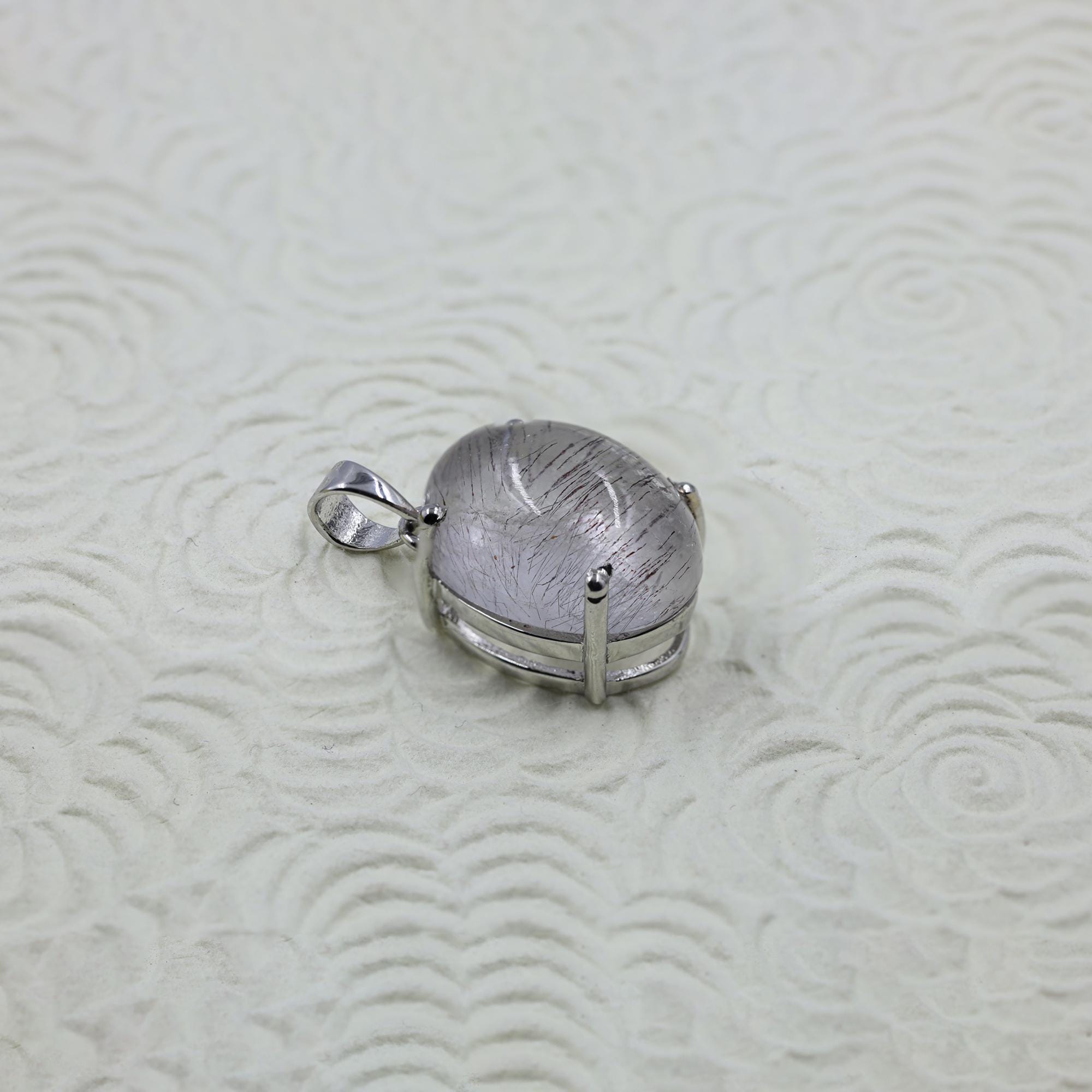 Super Seven Amethyst 925 Sterling Silver Pendant Necklace: Oval Cabochon