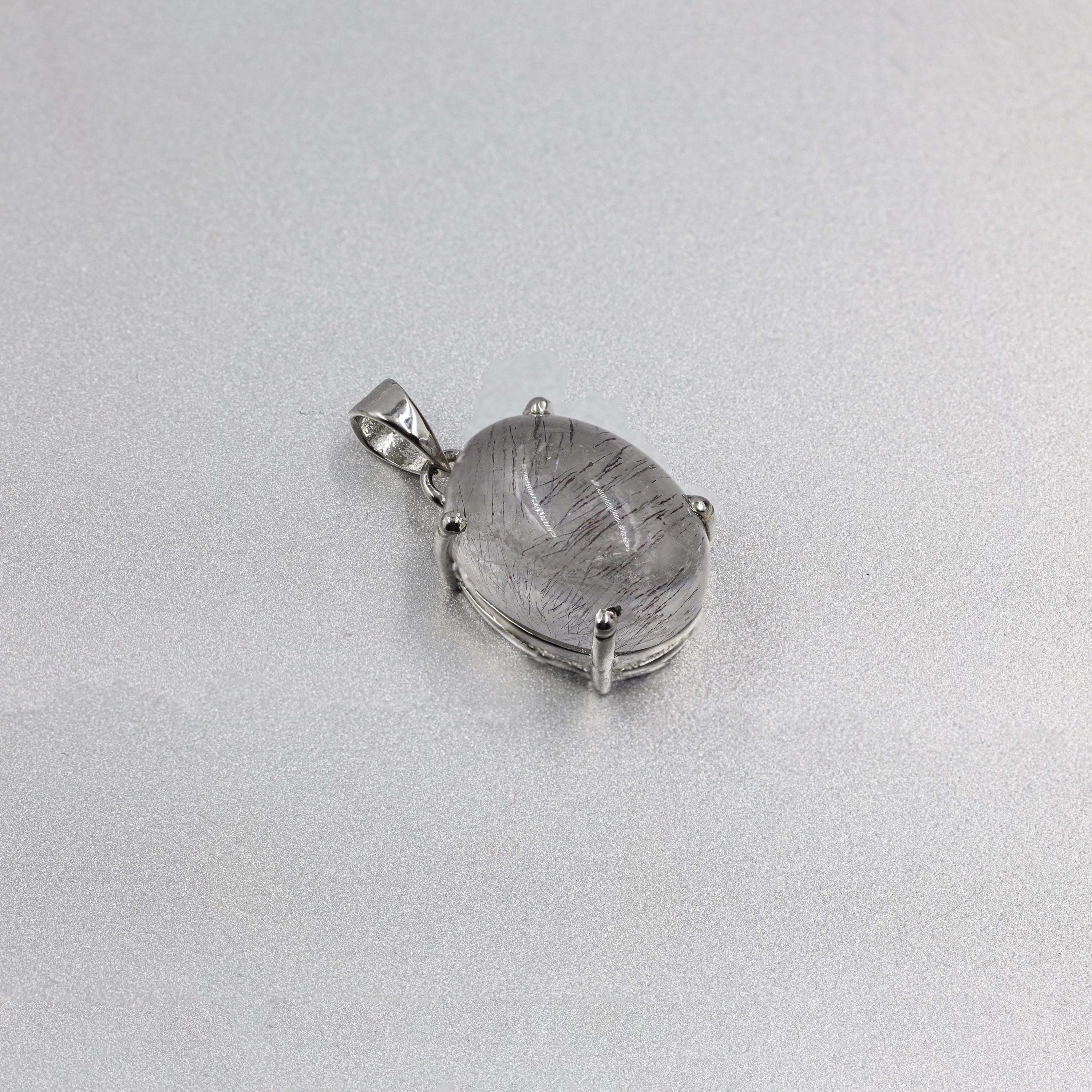 Super Seven Amethyst 925 Sterling Silver Pendant Necklace: Oval Cabochon