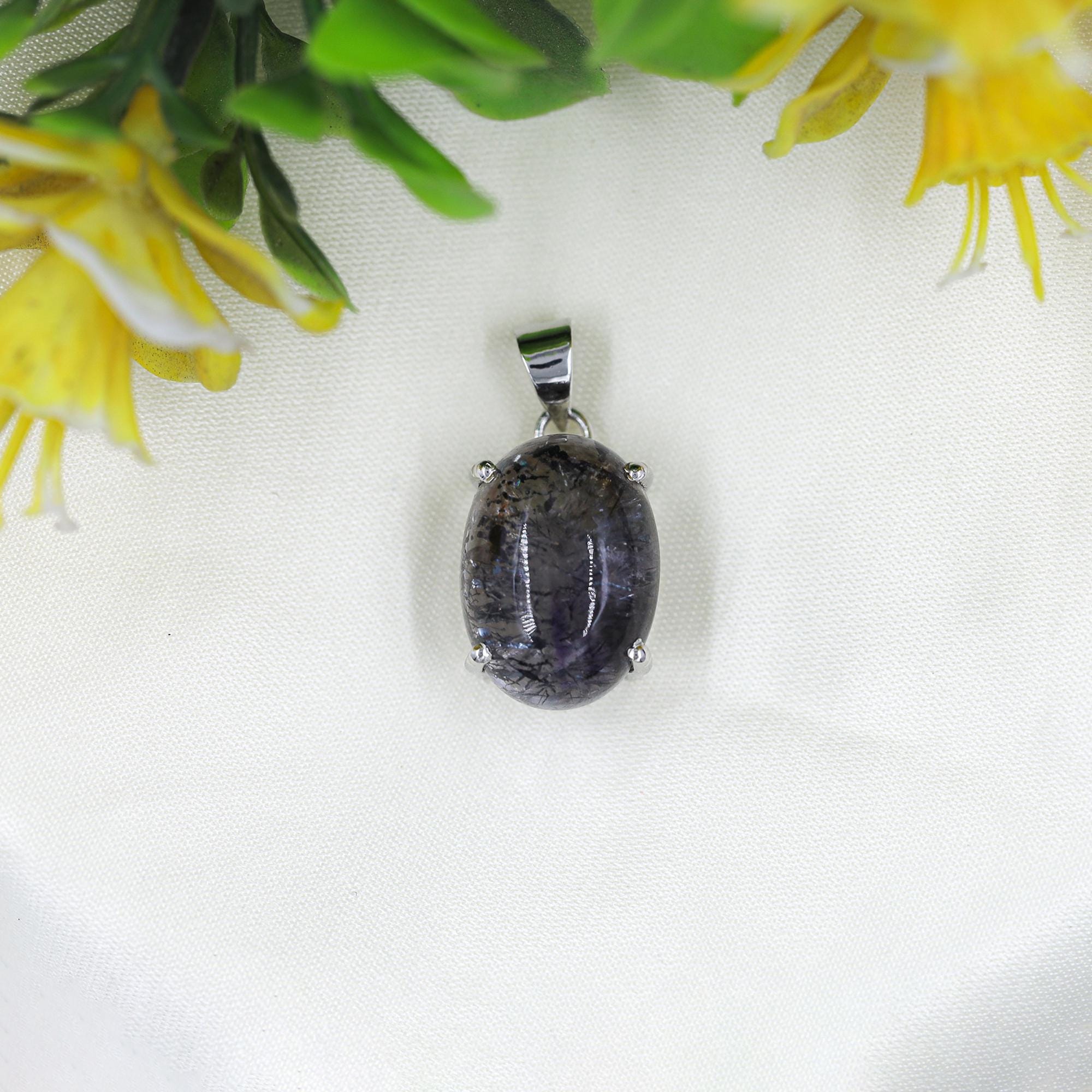 Super Seven Amethyst Pendant: 925 Sterling Silver Gemstone Necklace