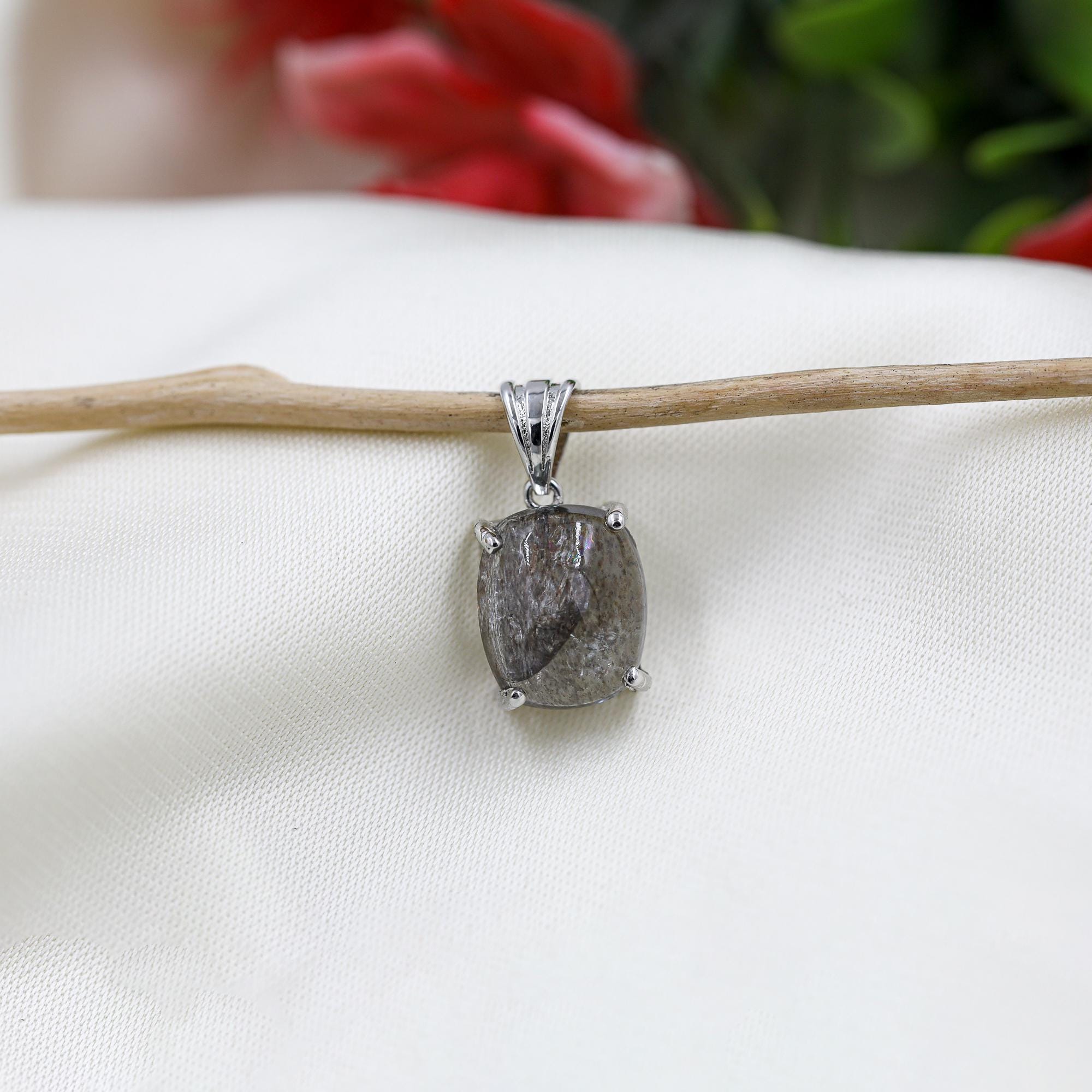 Moss Aqua Sterling Silver Pendant: Boho Chic Jewelry