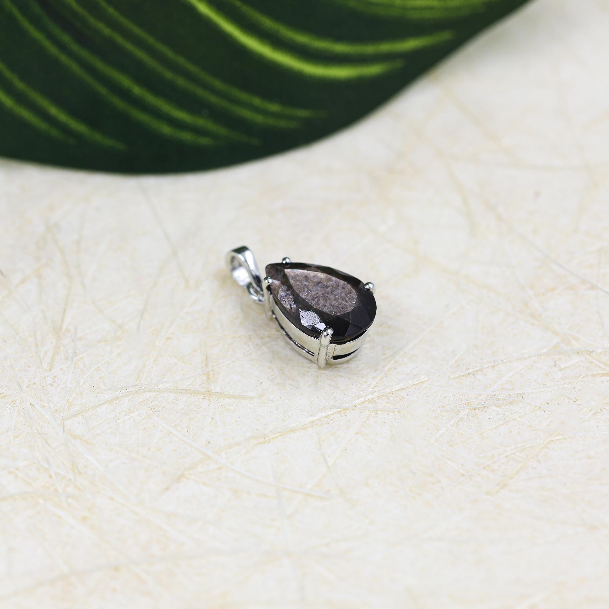 Moss Aqua Gemstone Pendant Necklace: Sterling Silver Boho Jewelry