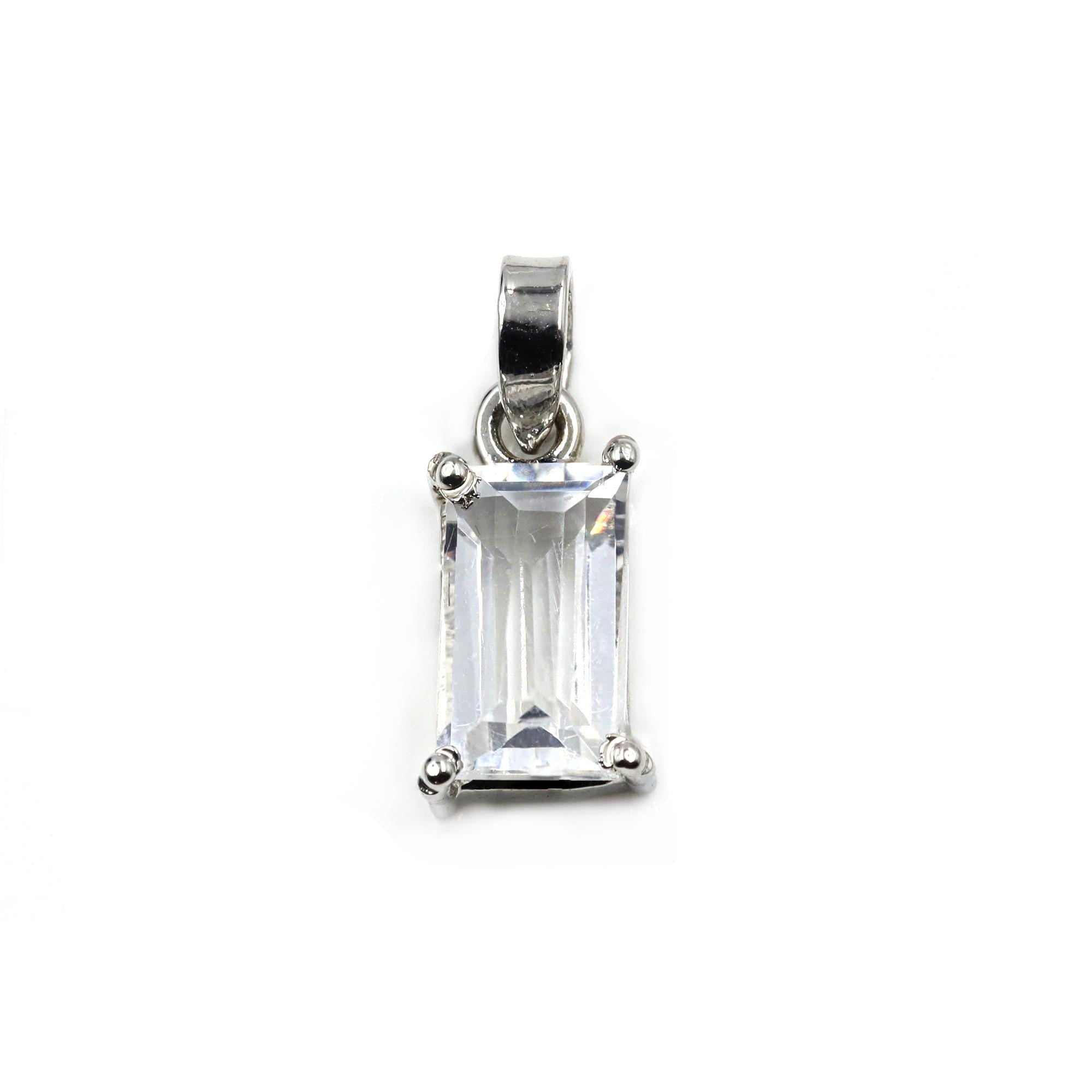 Vintage Petalite Gemstone Pendant: 925 Sterling Silver, Natural Faceted Rectangle