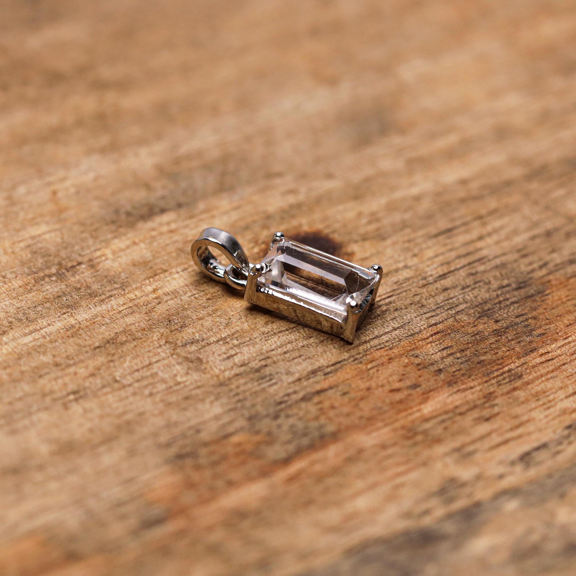 Vintage Petalite Gemstone Pendant: 925 Sterling Silver, Natural Faceted Rectangle