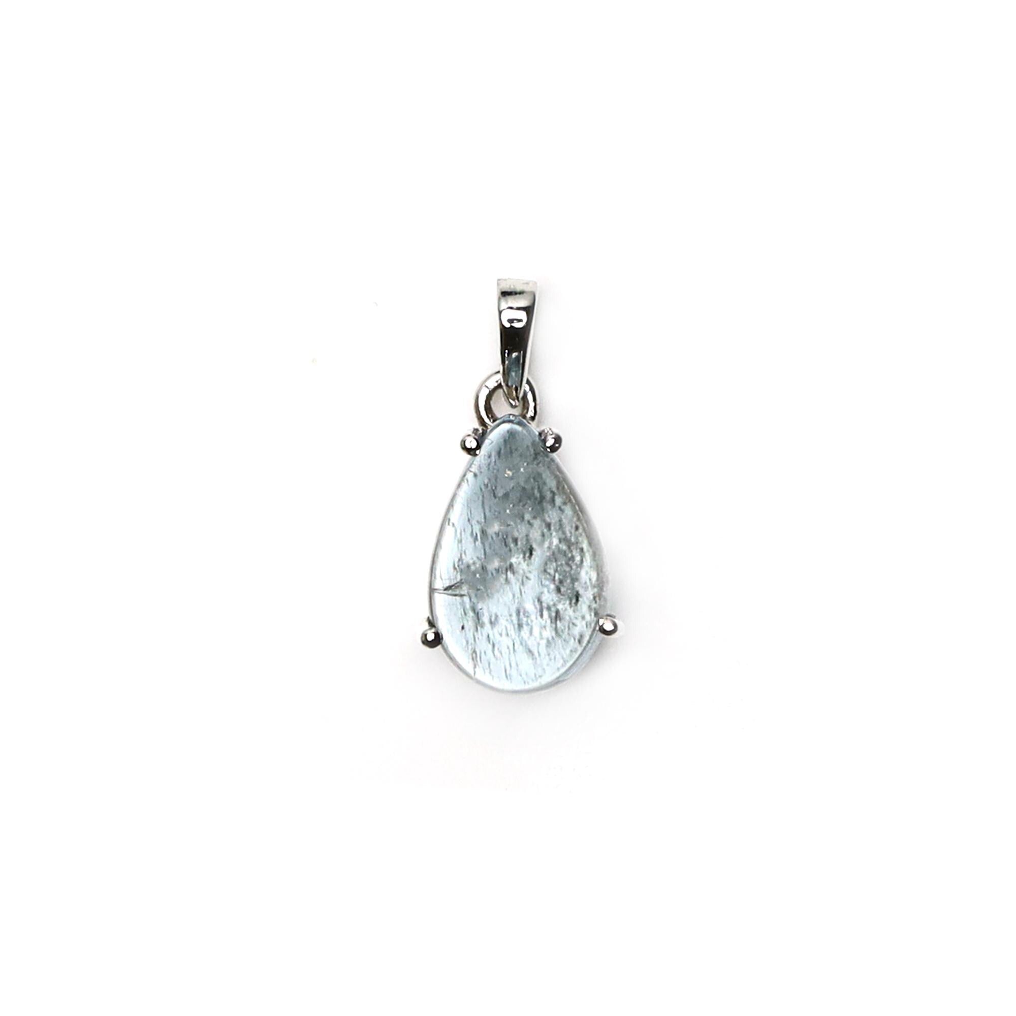 Moss Aqua Gemstone Pendant: 925 Sterling Silver Boho Necklace