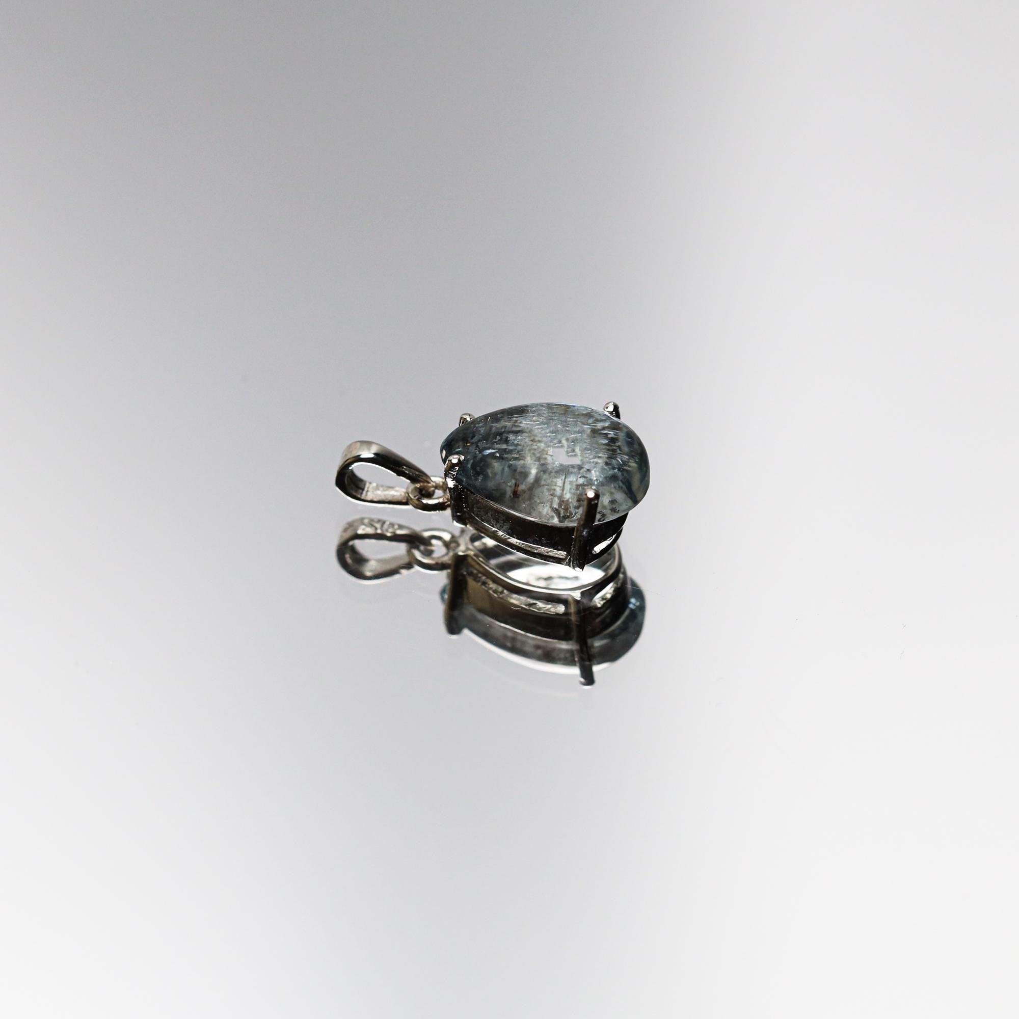 Moss Aqua Gemstone Pendant: 925 Sterling Silver Boho Necklace