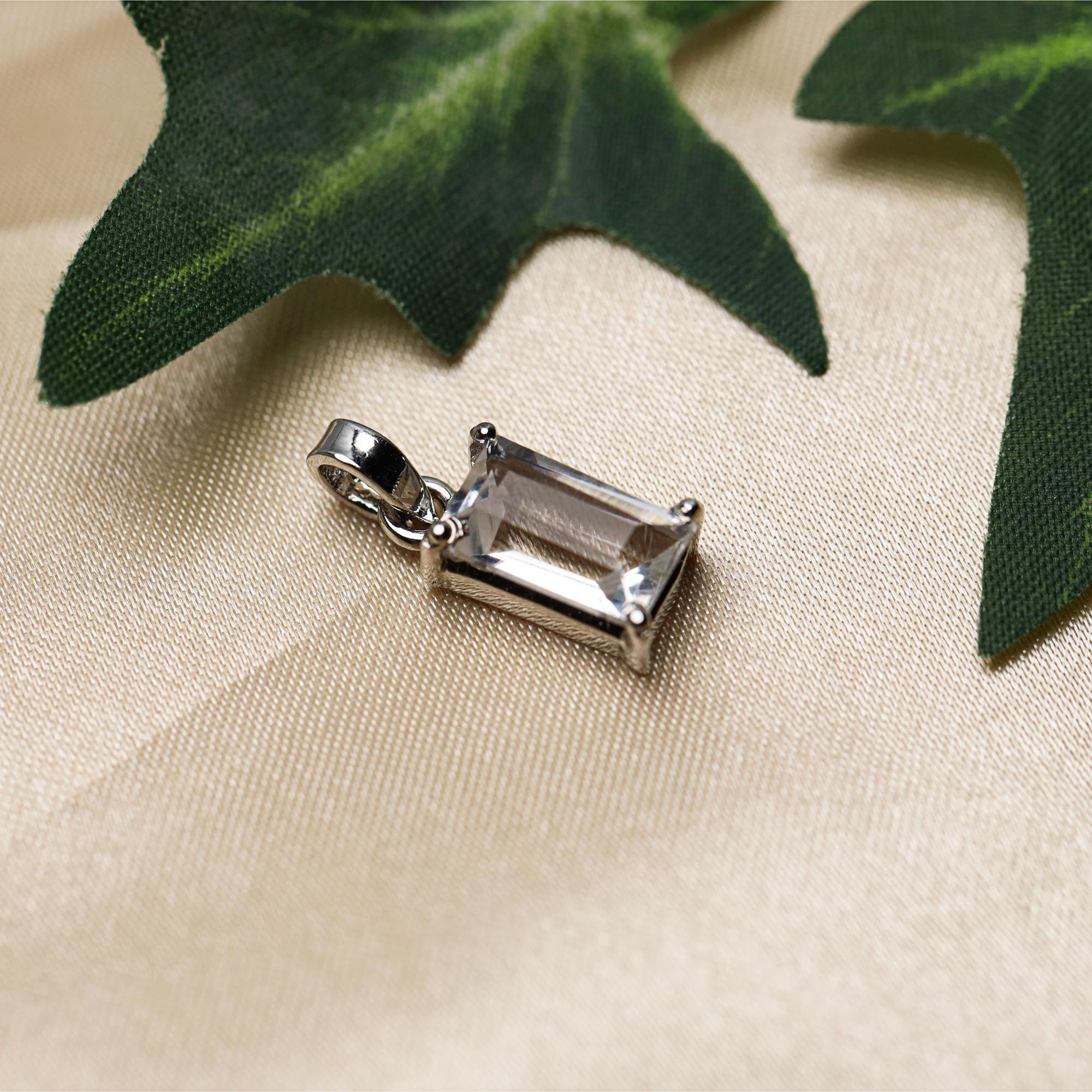 Vintage Petalite Gemstone Pendant: 925 Sterling Silver, Natural Faceted Rectangle