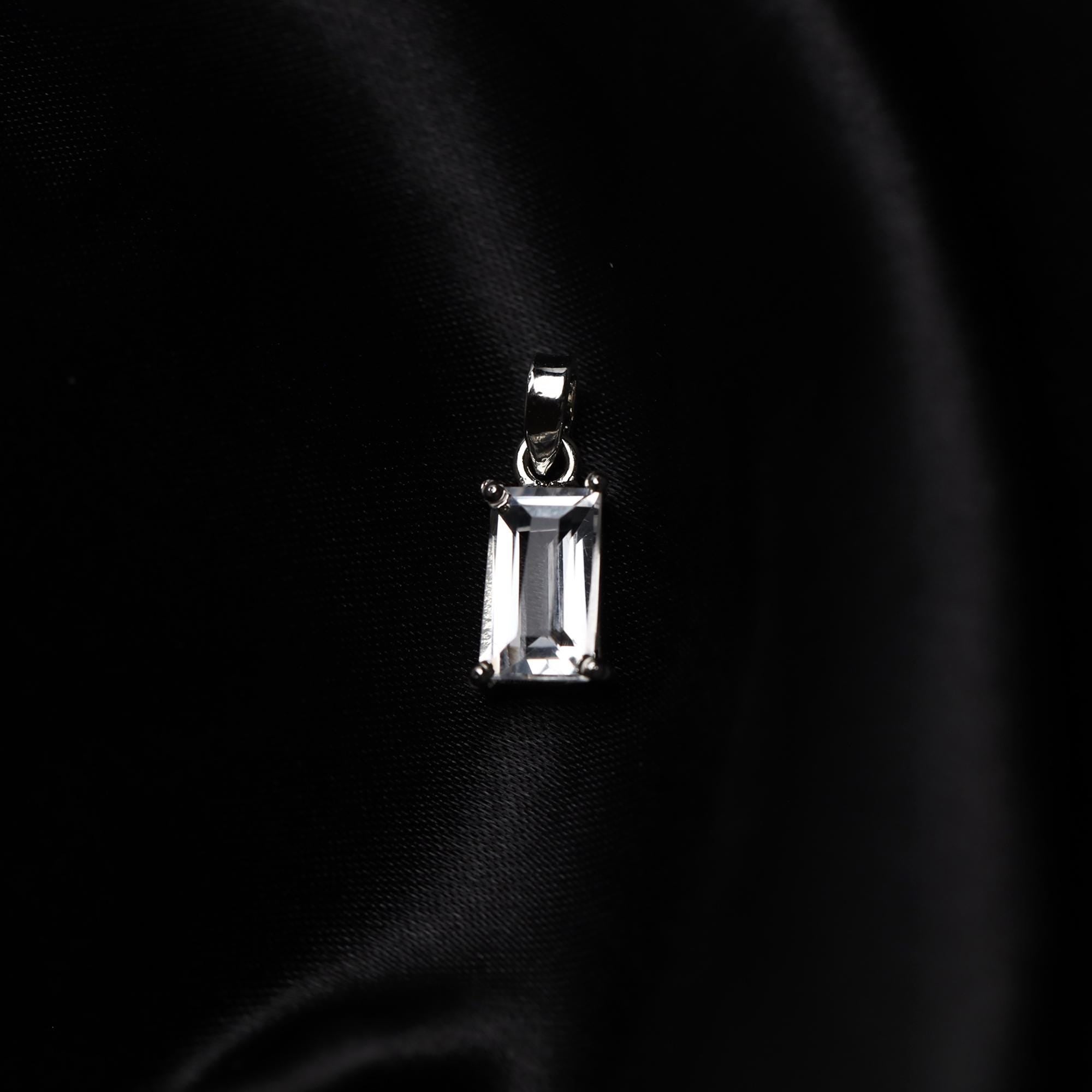 Vintage Petalite Gemstone Pendant: 925 Sterling Silver, Natural Faceted Rectangle