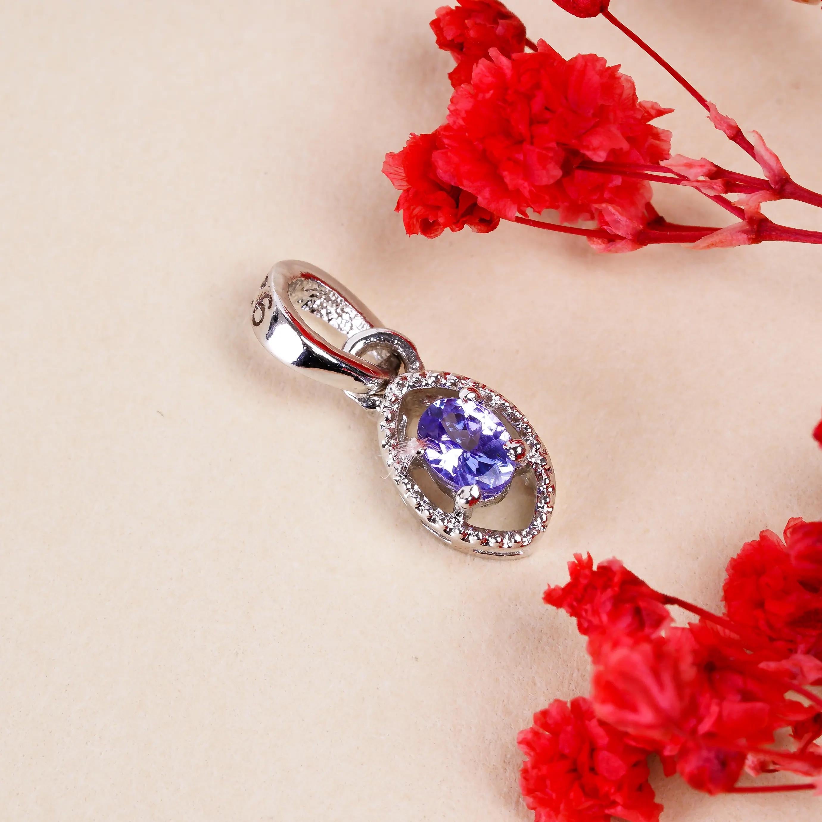 Tiny Tanzanite Pendant: Genuine Blue Gemstone, Sterling Silver