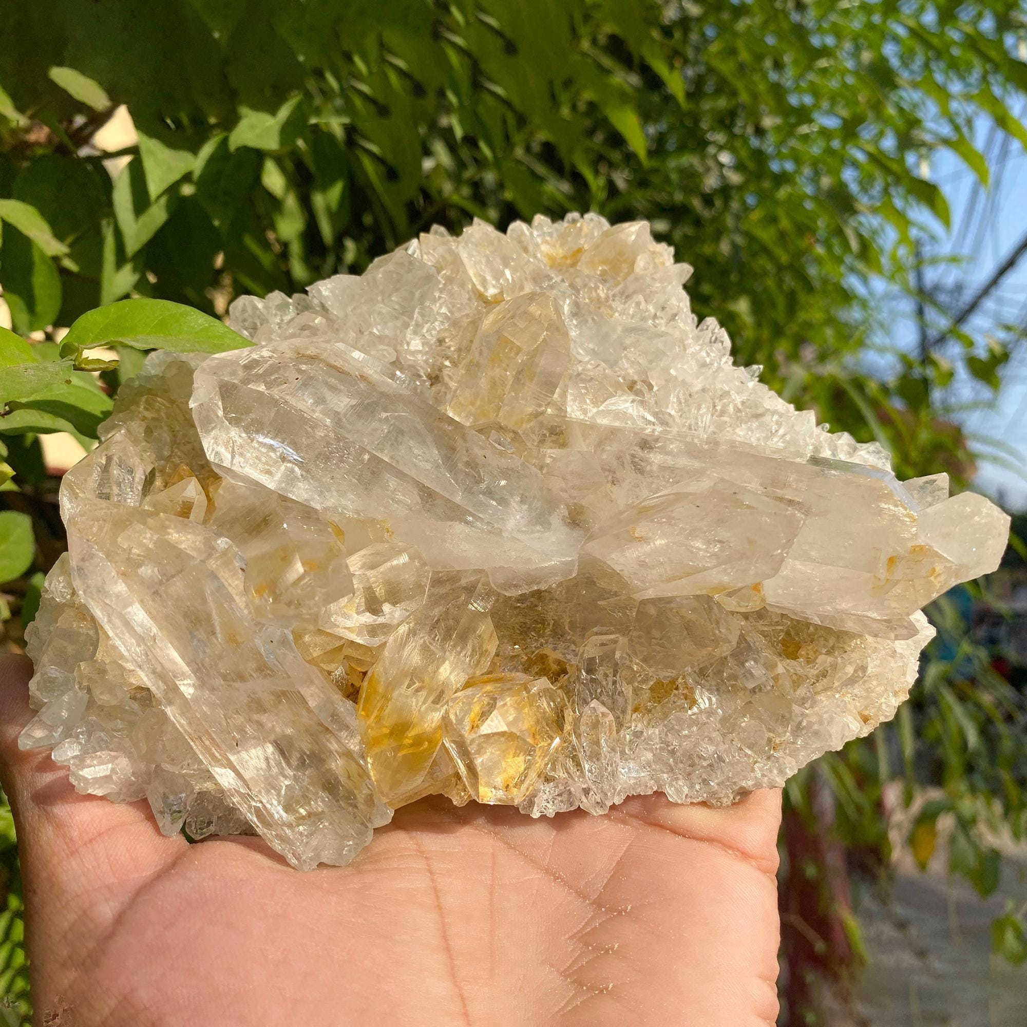 700gm Samadhi Quartz Crystal: Natural Clear Pointed Pencil Rough