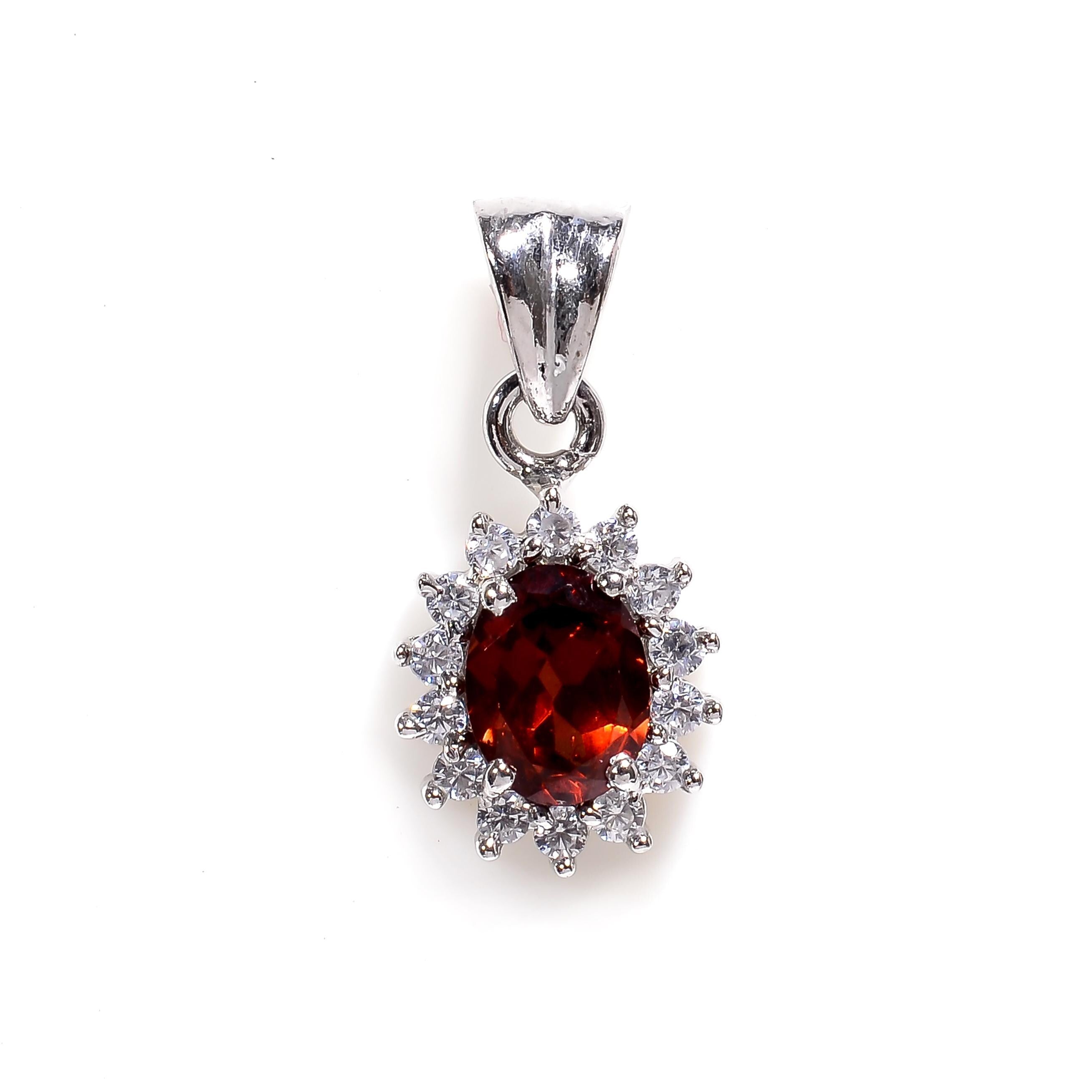 Sterling Silver Gemstone Pendant: Handmade Amethyst, Citrine, Garnet (6x8mm)