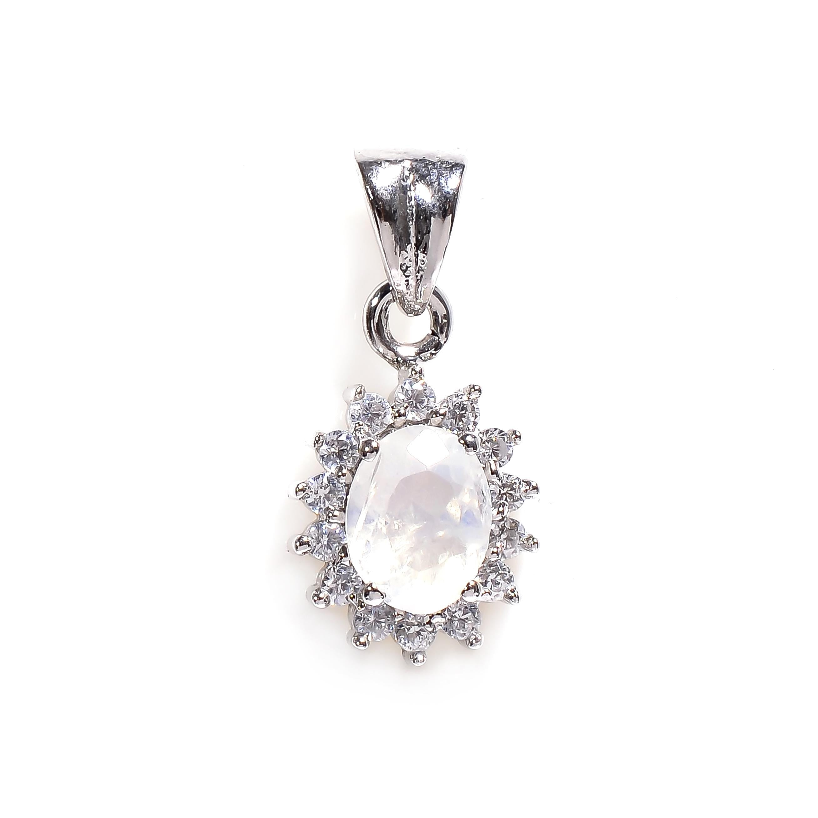 Sterling Silver Gemstone Pendant: Handmade Amethyst, Citrine, Garnet (6x8mm)