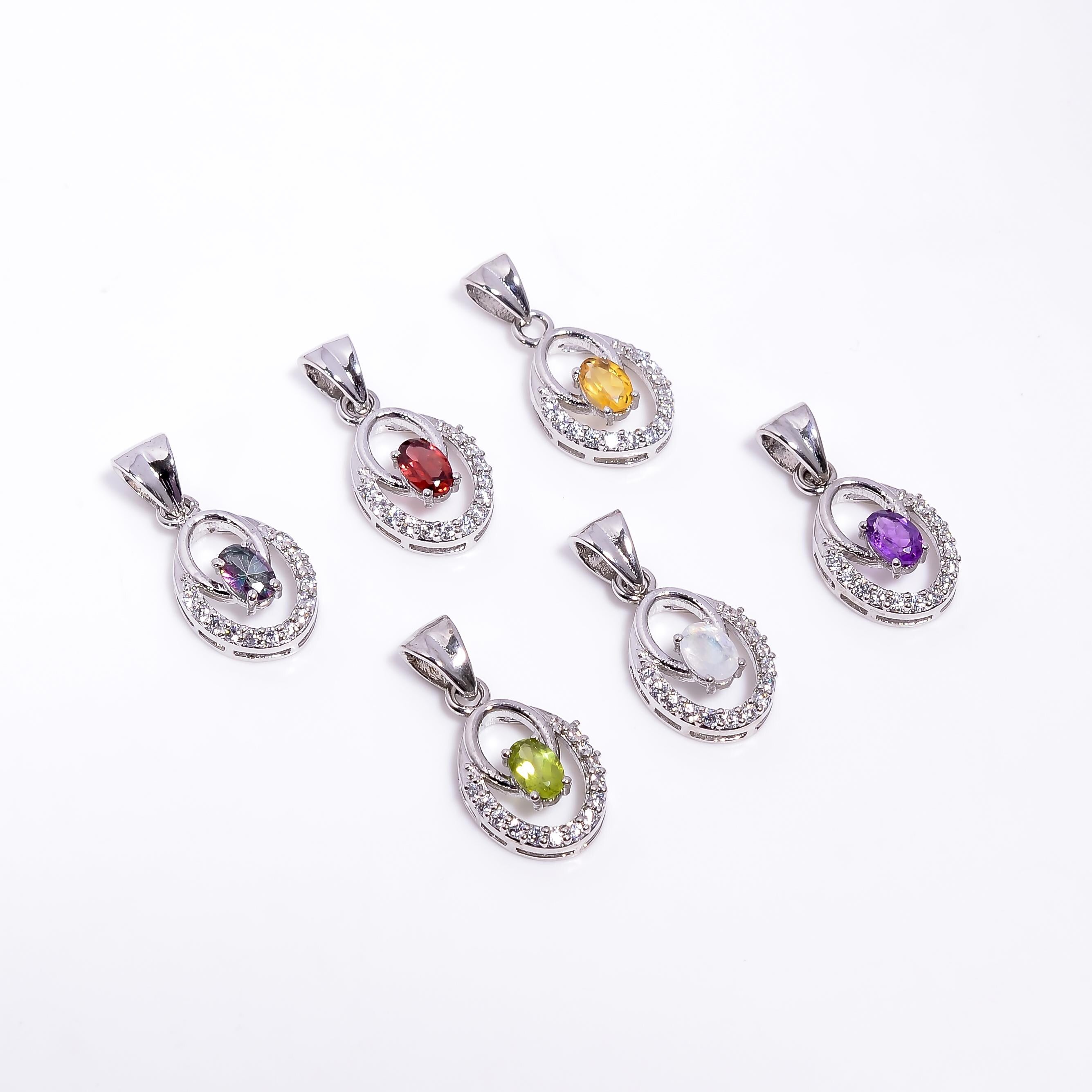 Handmade Gemstone Pendant: 925 Silver Amethyst, Citrine & Garnet