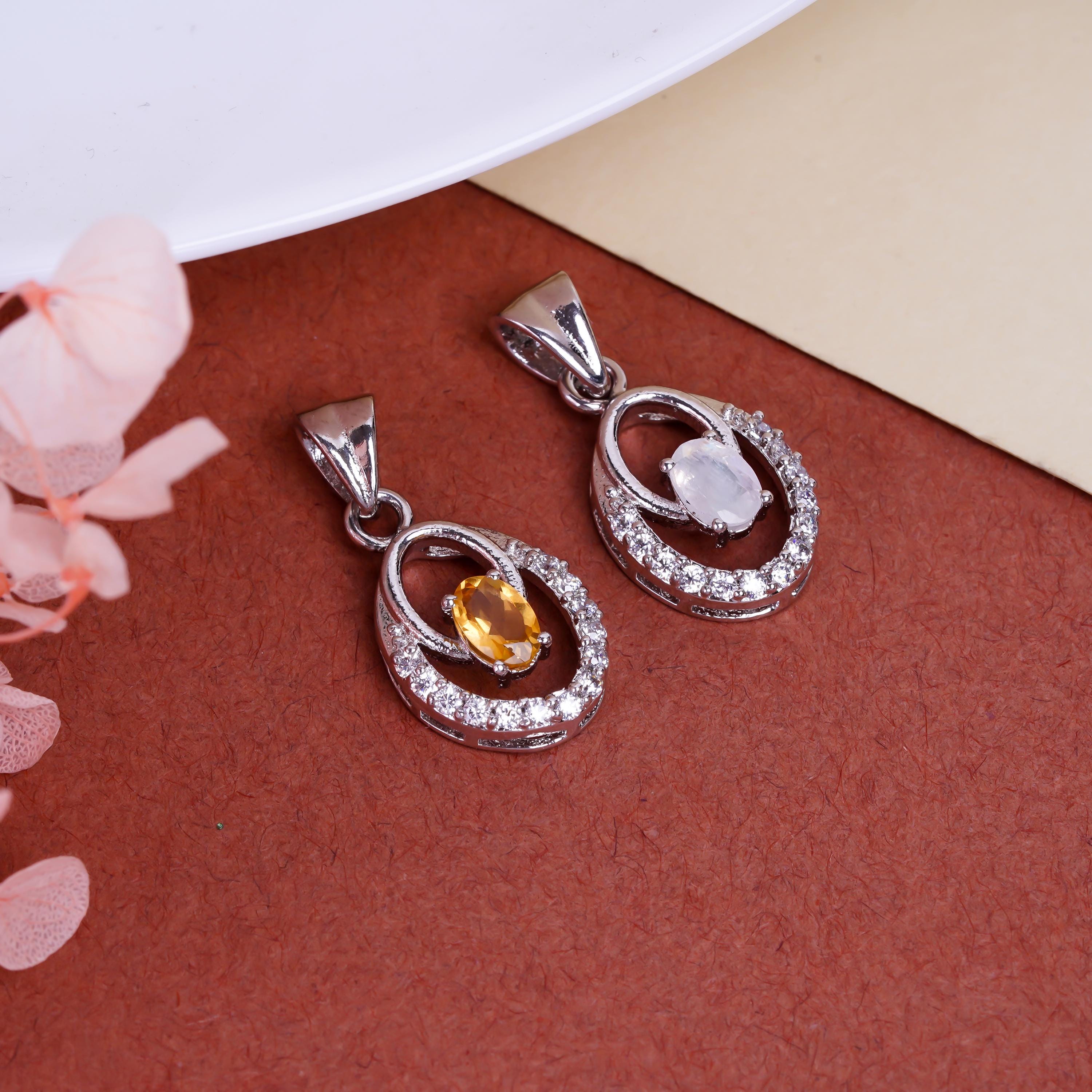 Handmade Gemstone Pendant: 925 Silver Amethyst, Citrine & Garnet