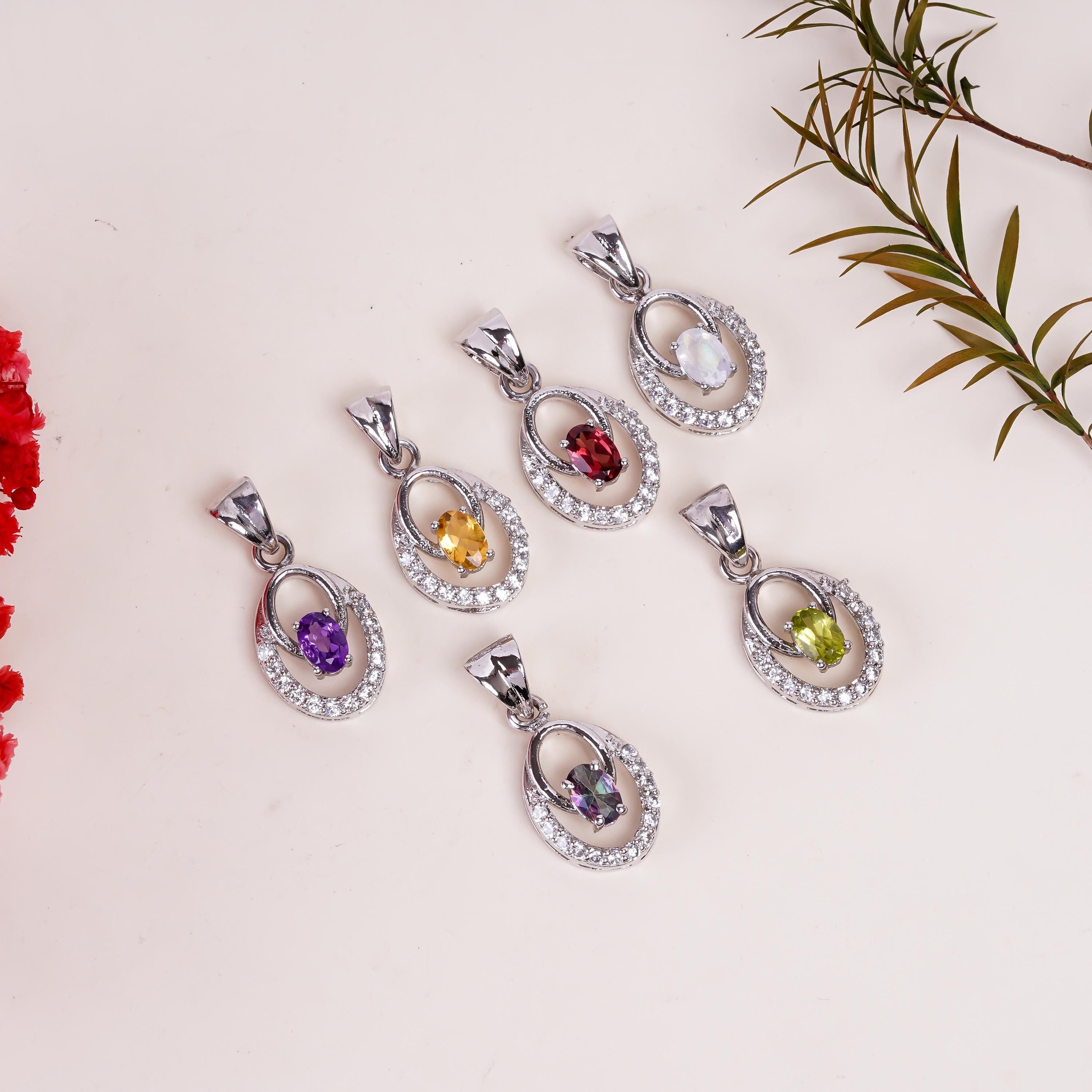 Handmade Gemstone Pendant: 925 Silver Amethyst, Citrine & Garnet