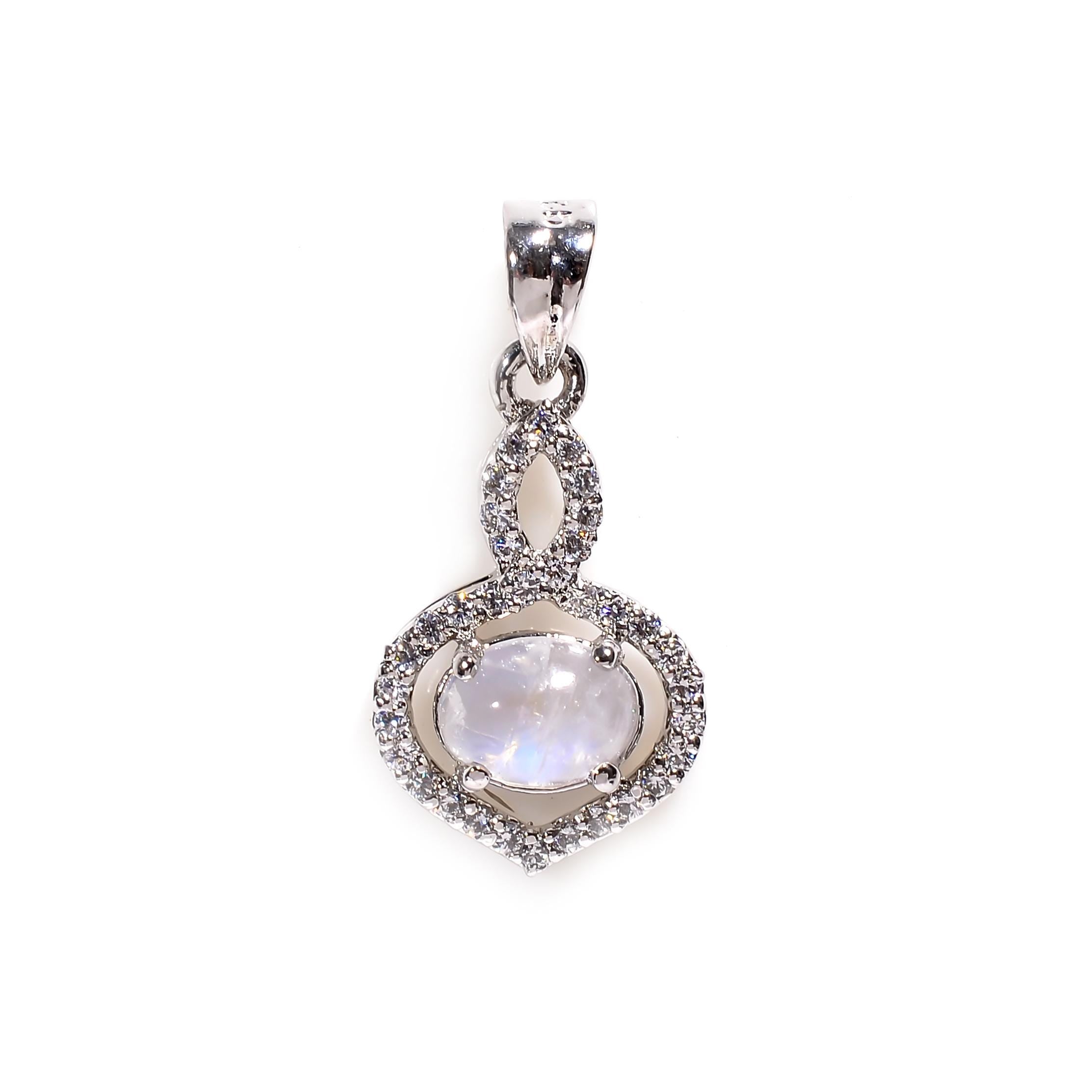 Sterling Silver Moonstone Pendant: Vintage-Style Oval Gemstone