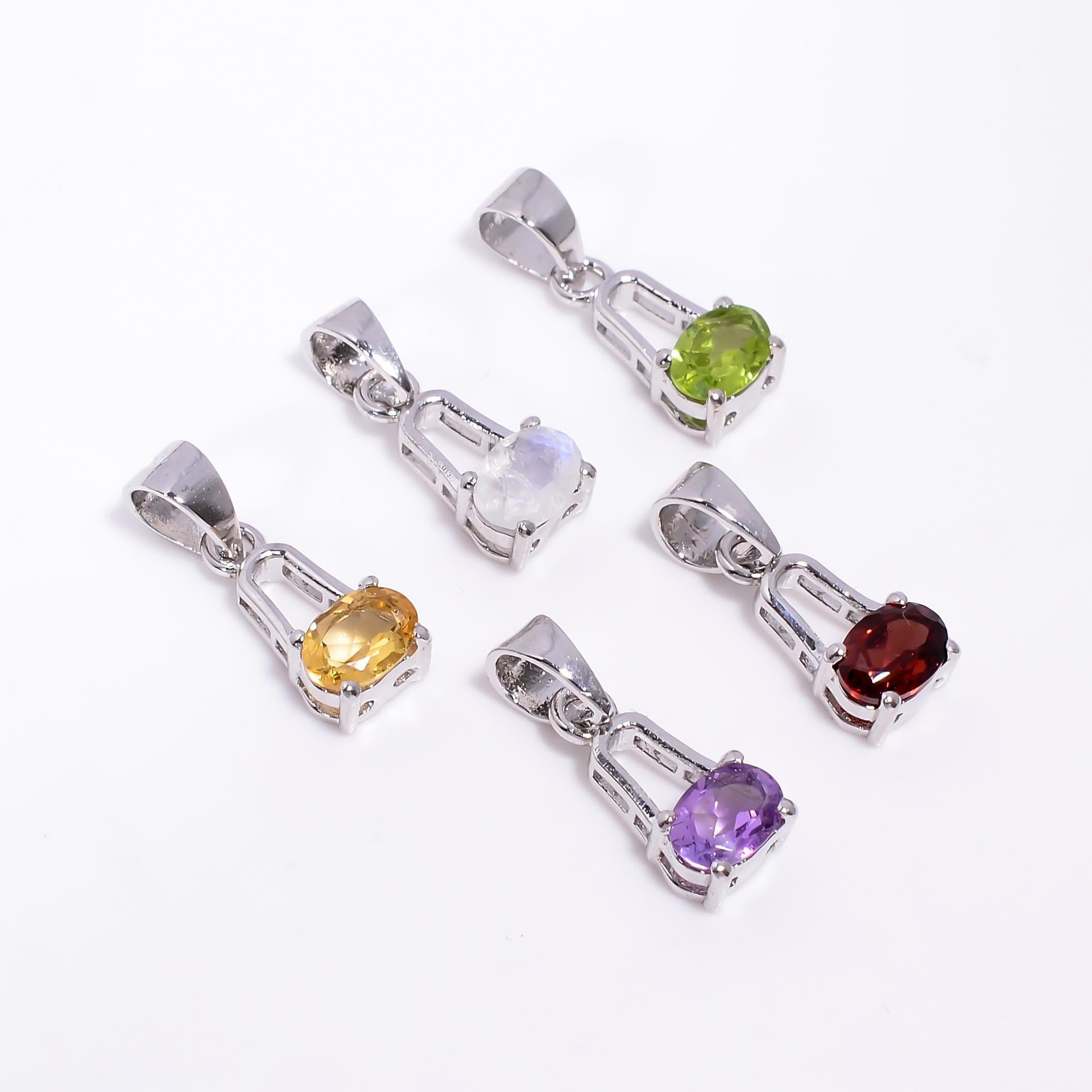 Handmade Sterling Silver Amethyst Pendant: Oval Gemstone (5x7mm)