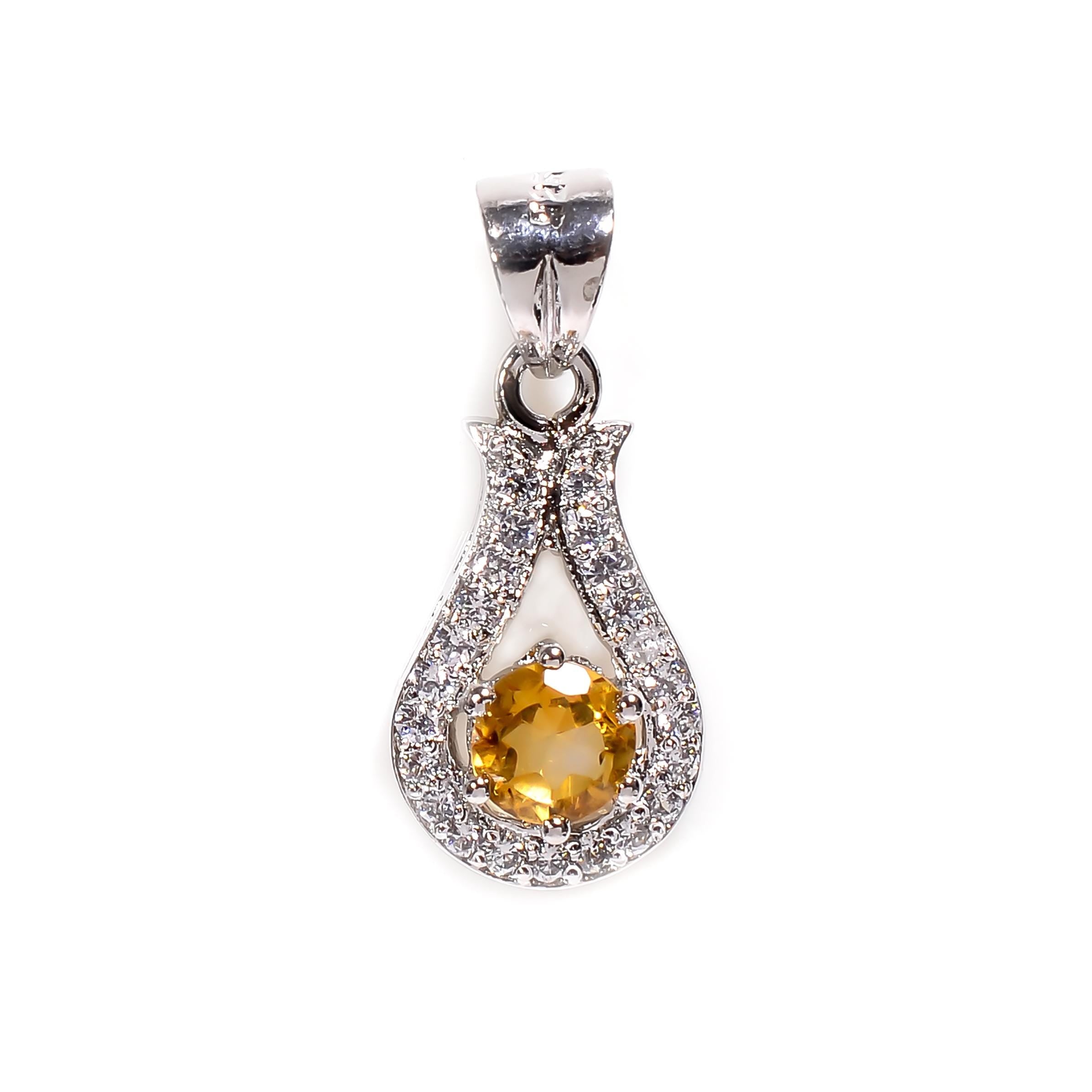 Handmade Sterling Silver Gemstone Pendant: Round Cut Peridot, 6mm