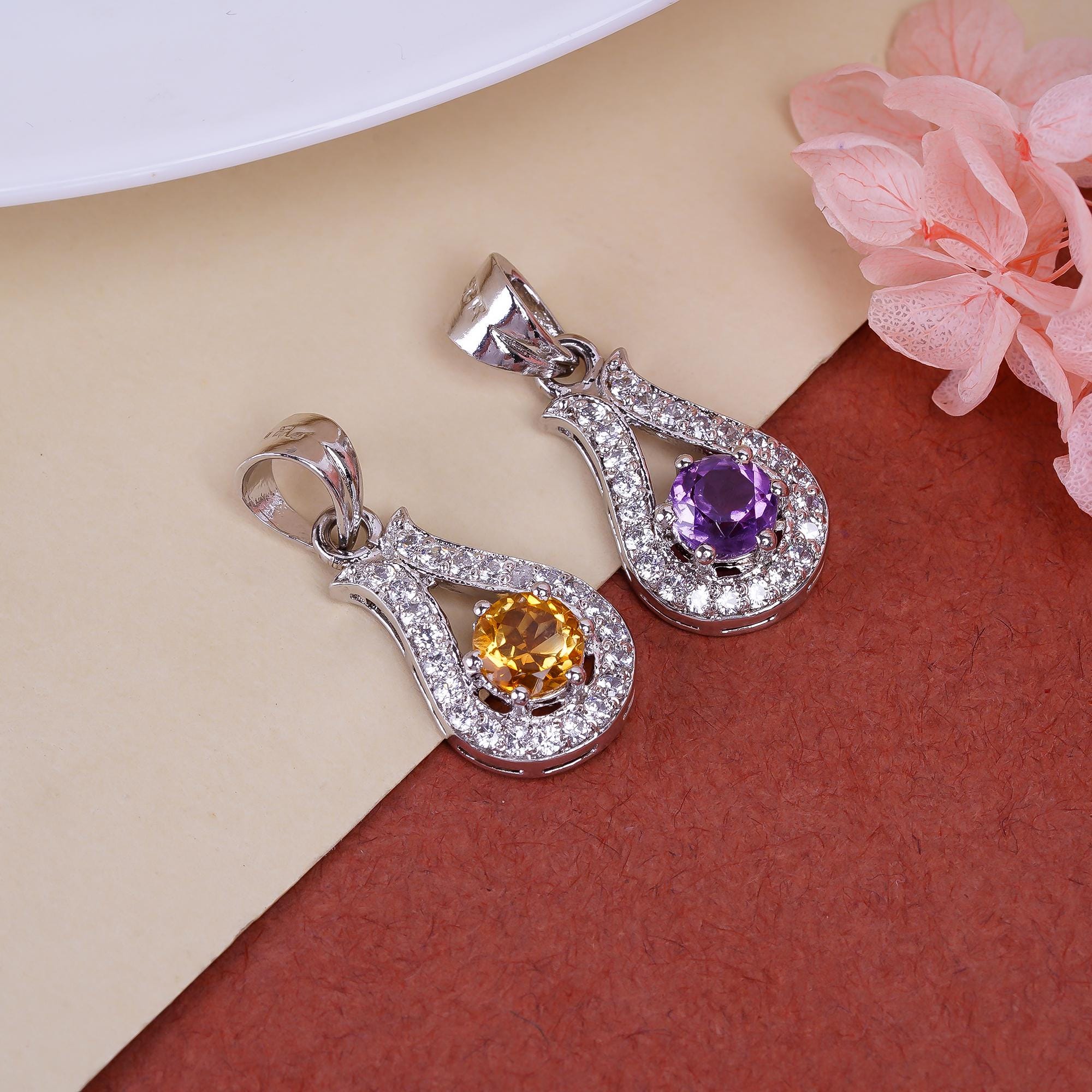 Handmade Sterling Silver Gemstone Pendant: Round Cut Peridot, 6mm