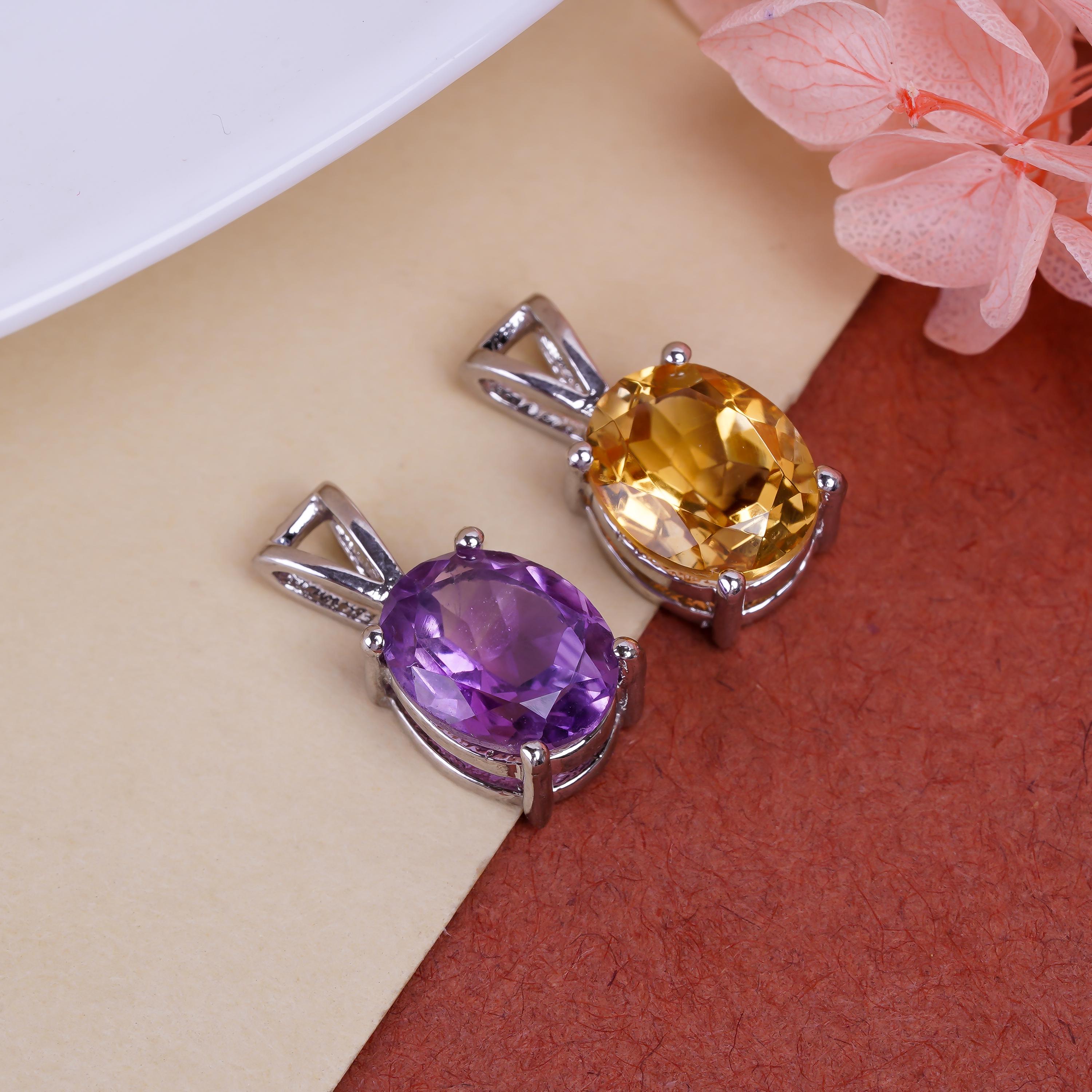 Oval Birthstone Pendant: 925 Silver Gemstone Necklace, Handmade Jewelry