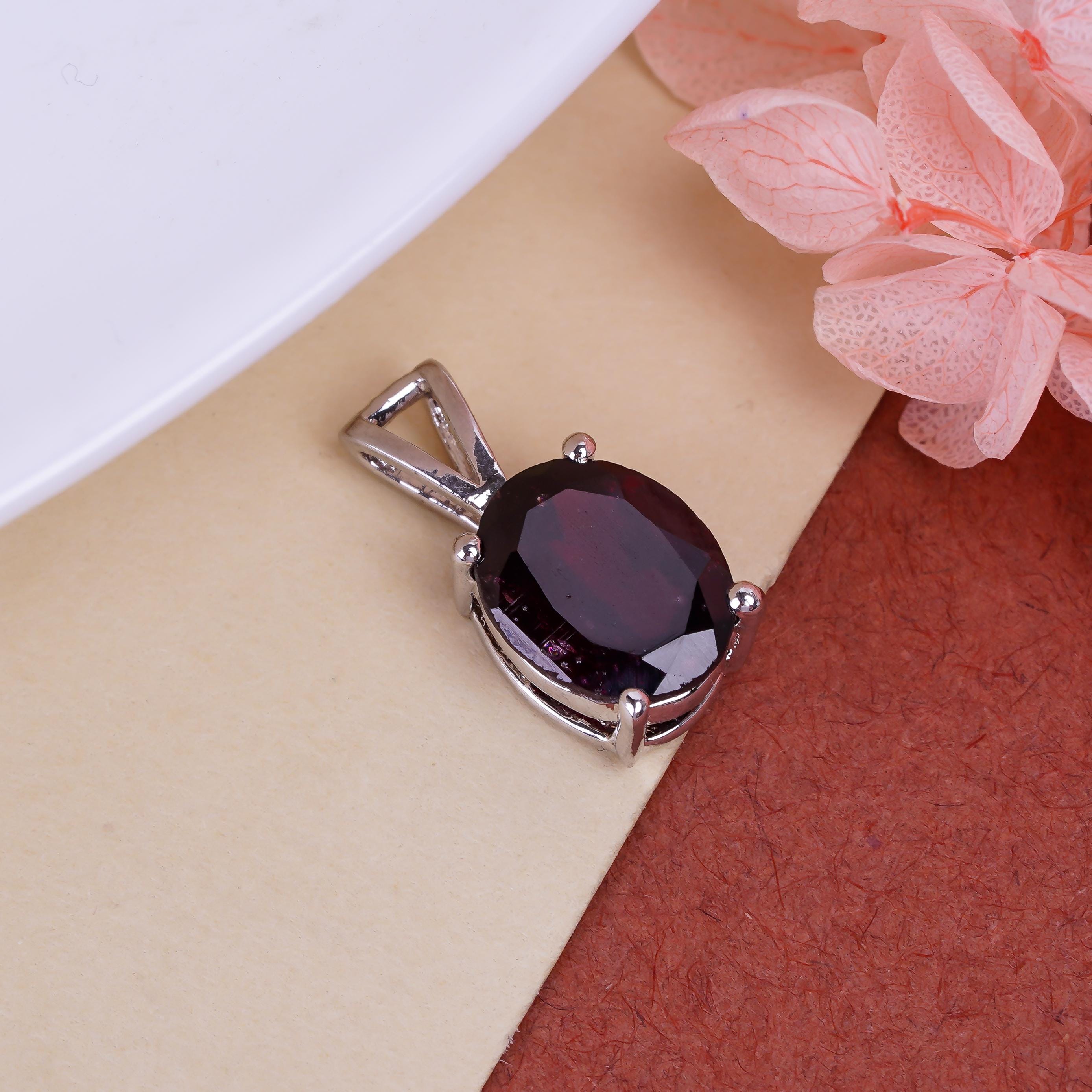 Oval Birthstone Pendant: 925 Silver Gemstone Necklace, Handmade Jewelry