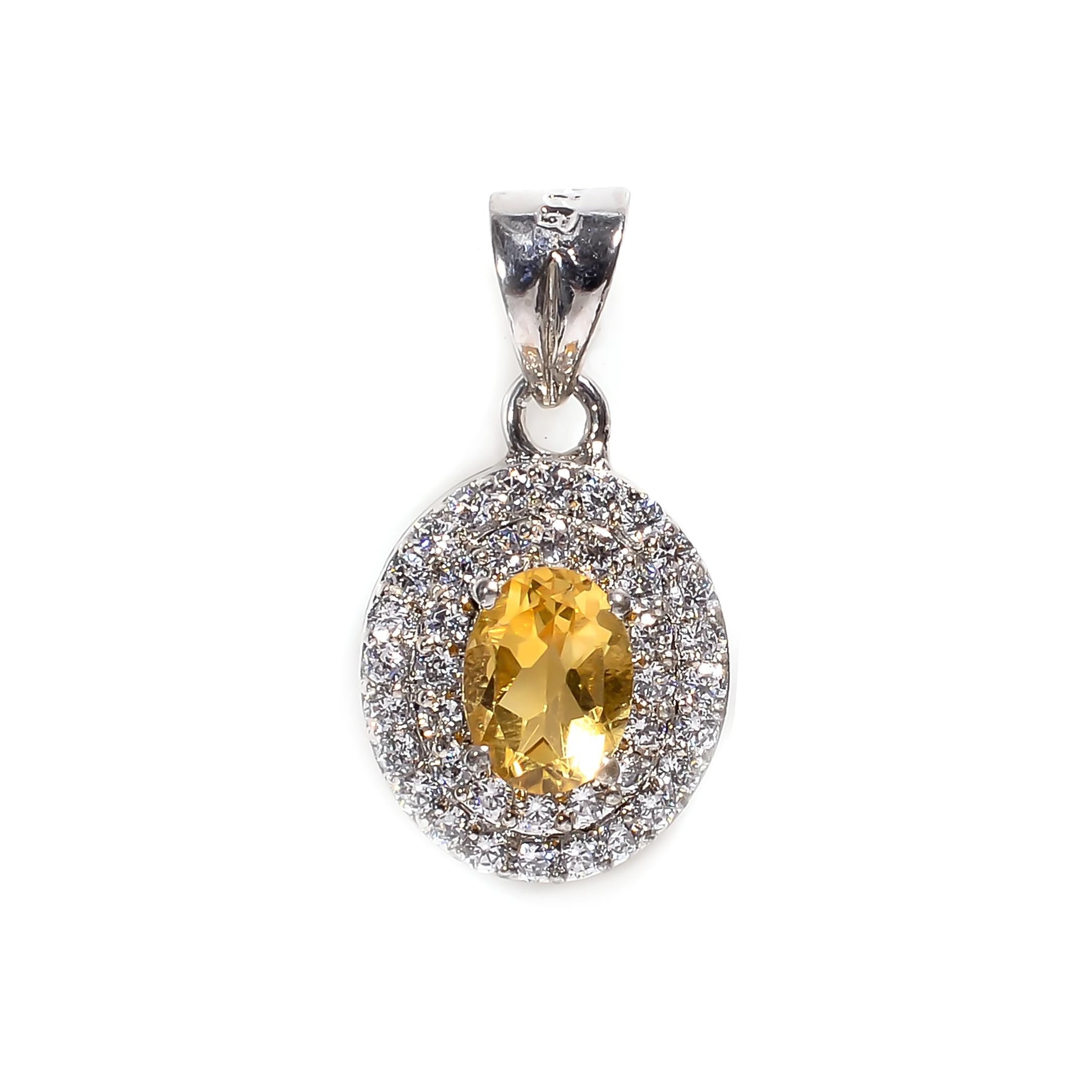 Amethyst & Citrine Pendant: Sterling Silver Oval Gemstone Boho Jewelry