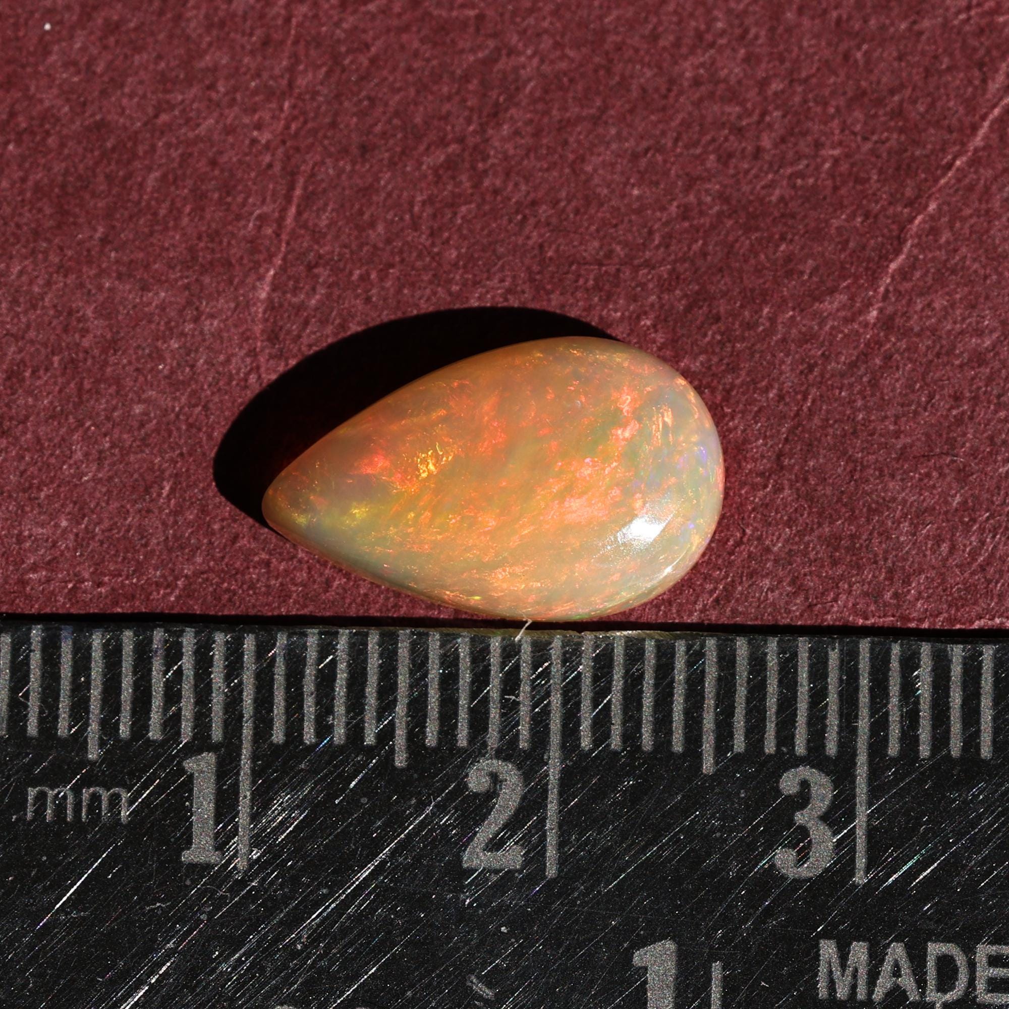 2.70 Carat Ethiopian Fire Opal Cabochon: Pear Shape Loose Gemstone