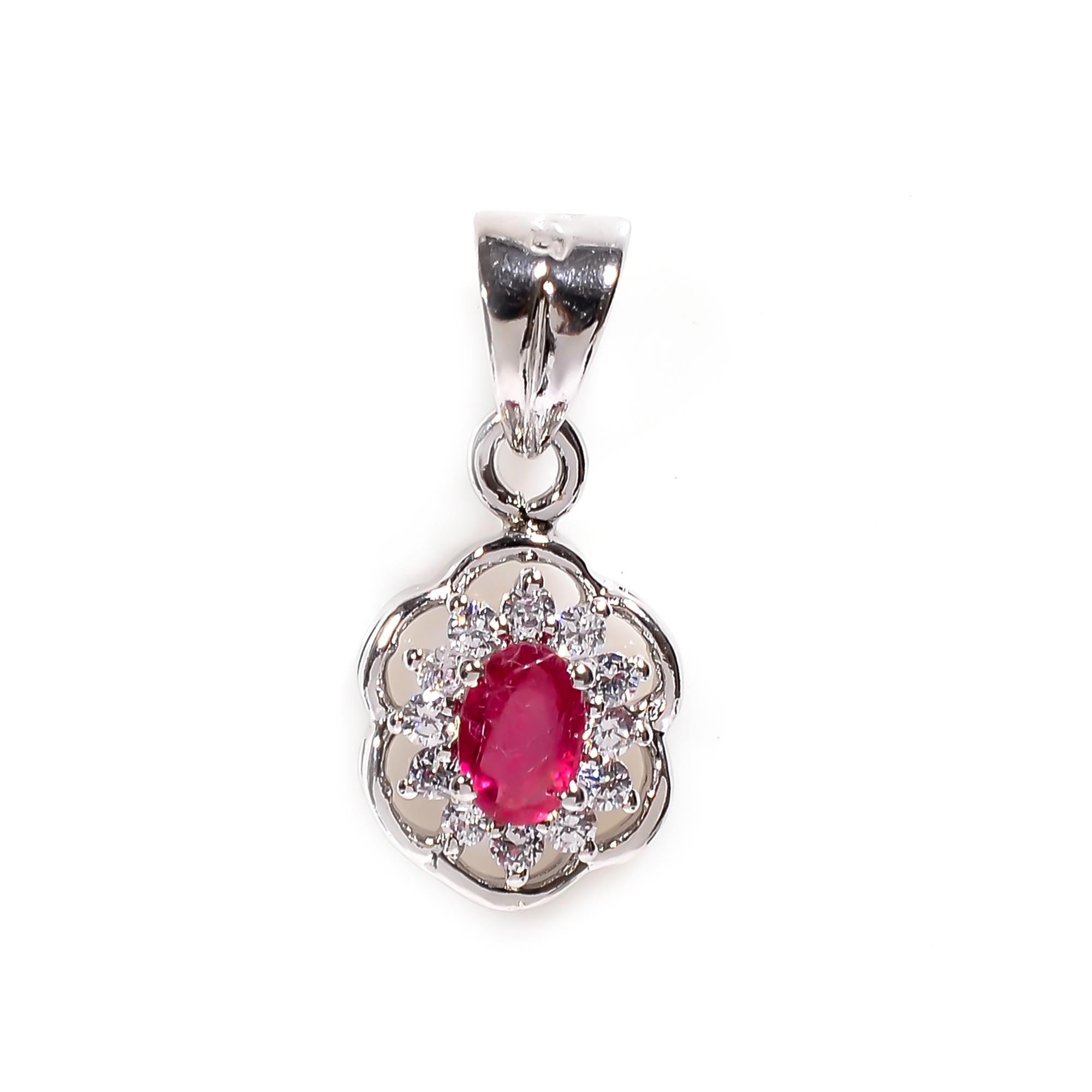 Pink Ruby Pendant: Handmade 925 Sterling Silver, Oval Gemstone (4x6mm)