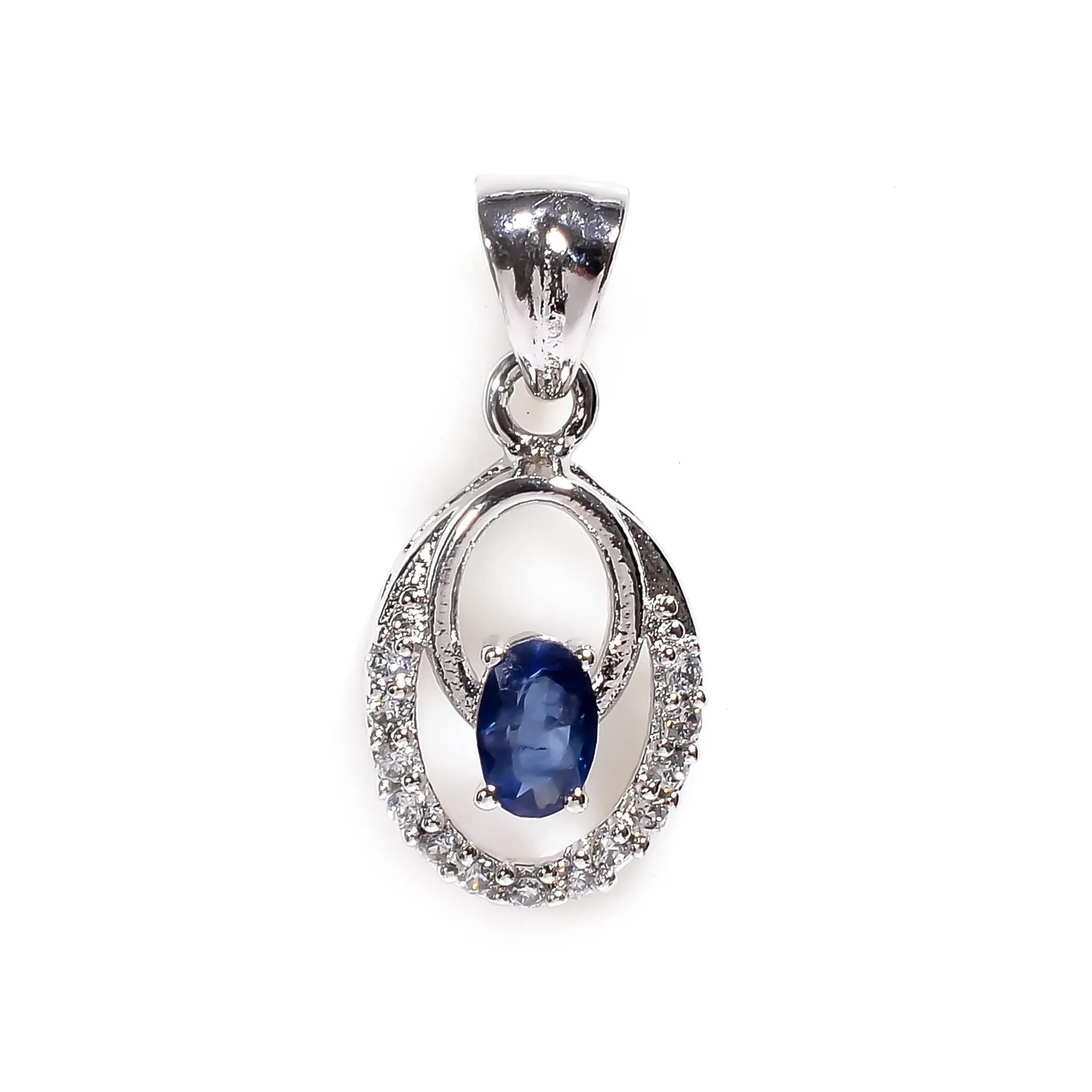 Handmade 925 Sterling Silver Gemstone Pendant: Oval Ruby, Emerald, Sapphire