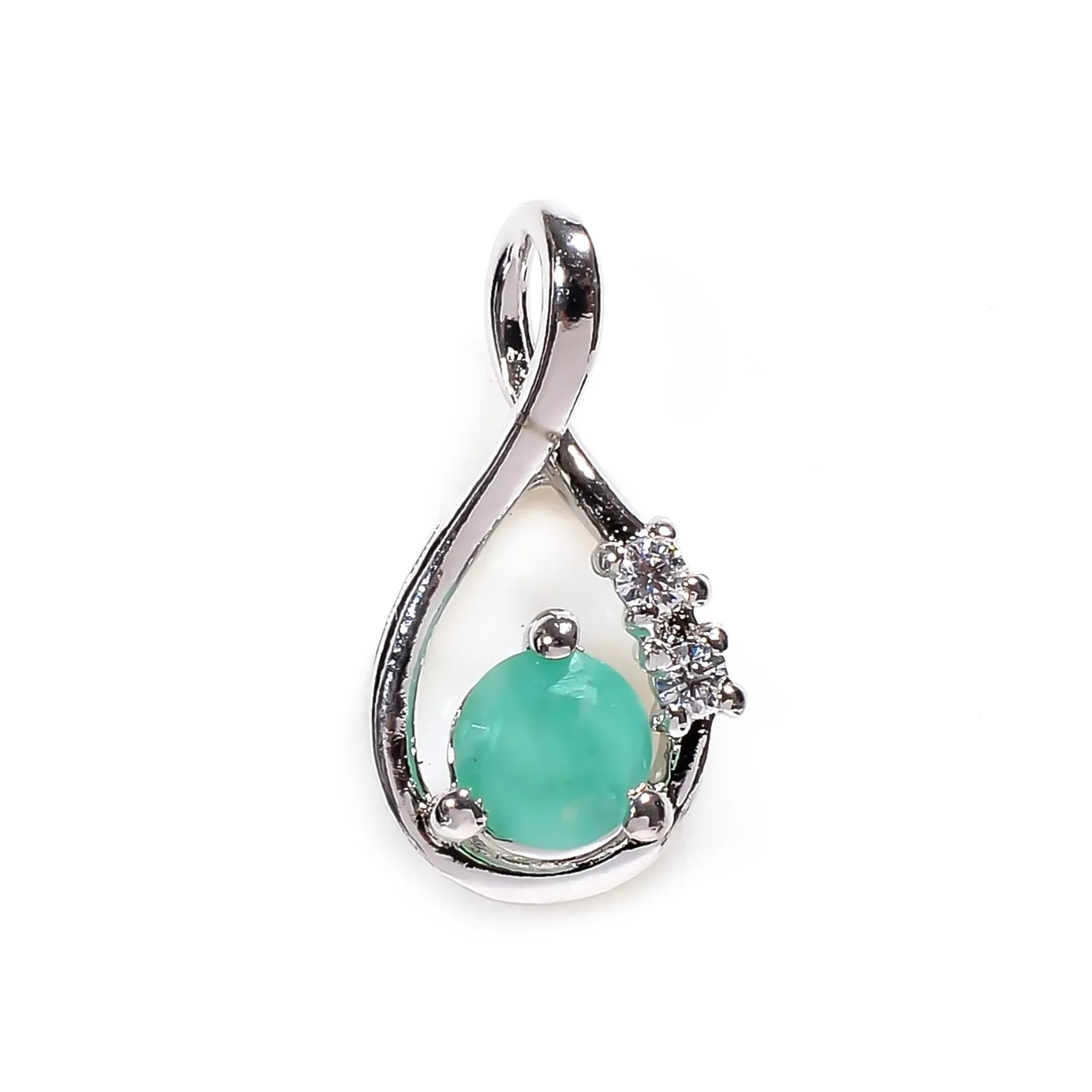 Emerald Ruby 925 Sterling Silver Pendant: 5mm Round Gemstone