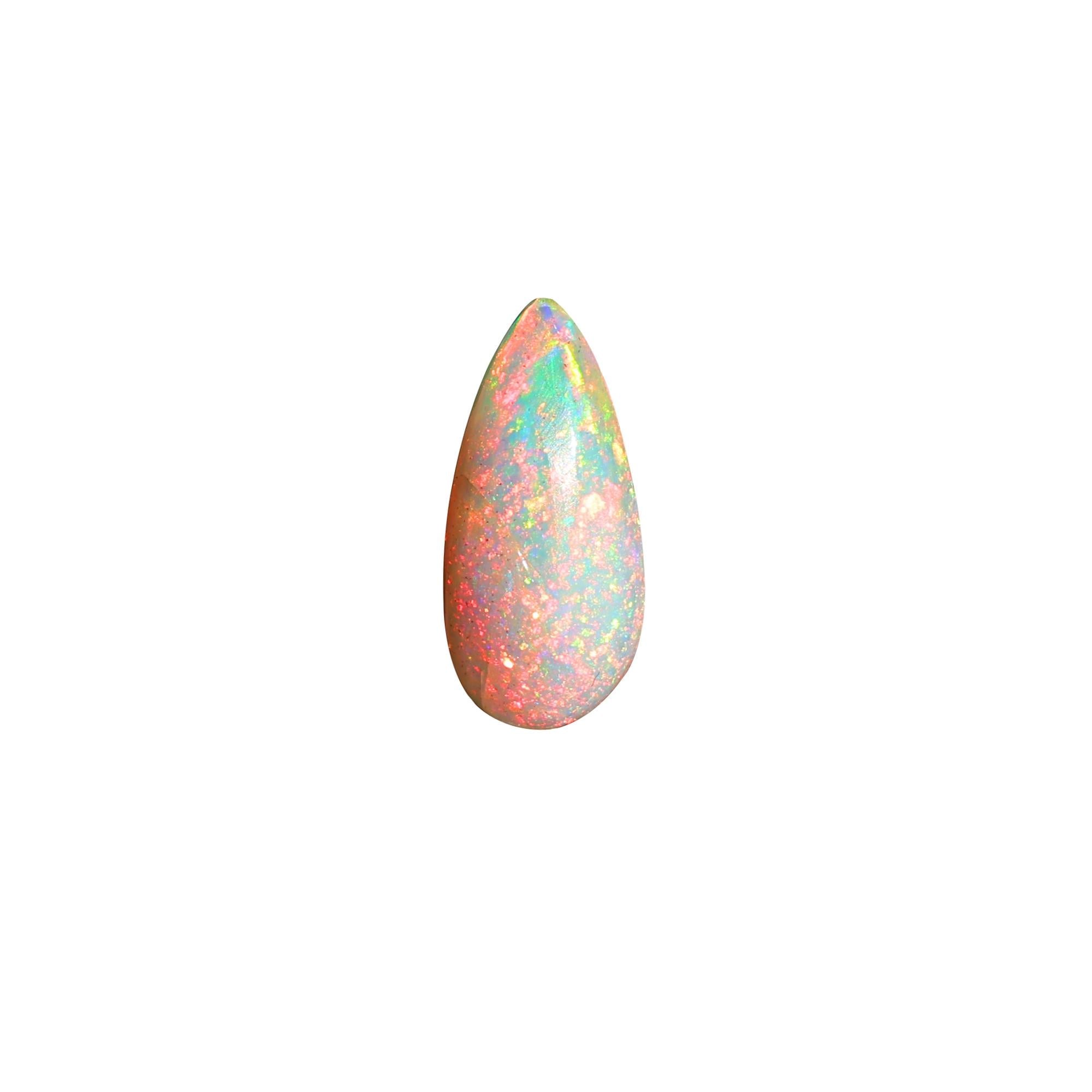 Pink Fire Ethiopian Opal Cabochon: 2 Carat Pear-Shaped Gemstone (7.00x15.00mm)
