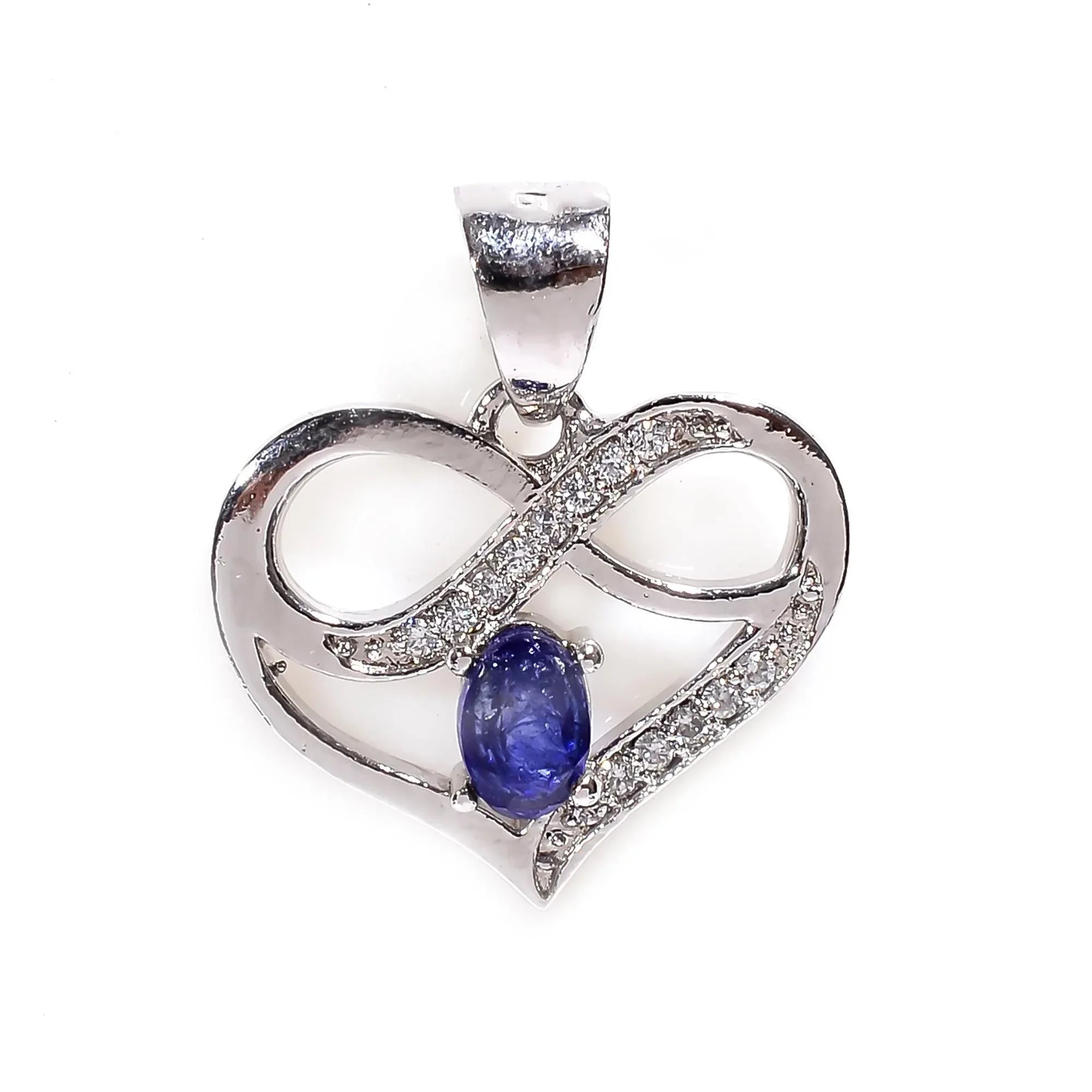 Heart Gemstone Pendant: Handmade 925 Sterling Silver, 4x6mm Oval