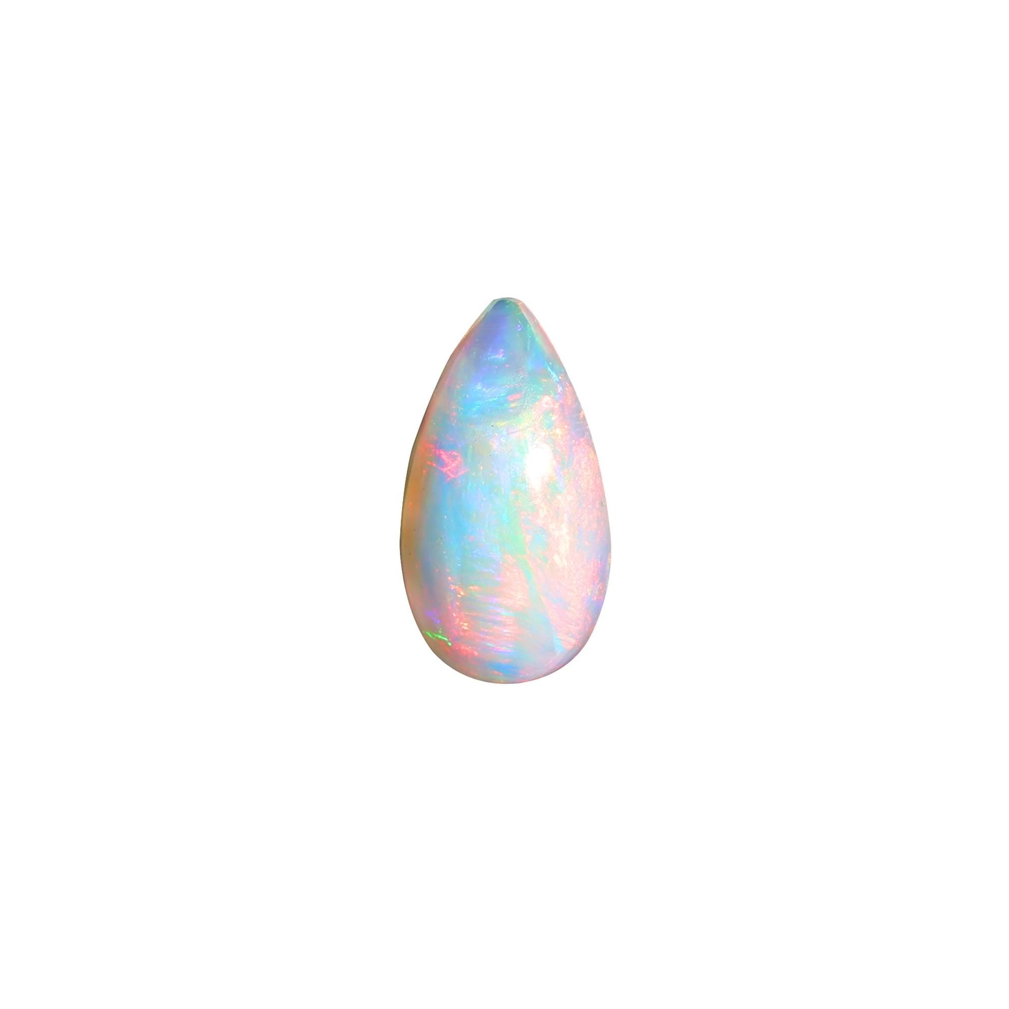 2.30 Carat White Ethiopian Opal Cabochon: Pear-Shaped Loose Gemstone