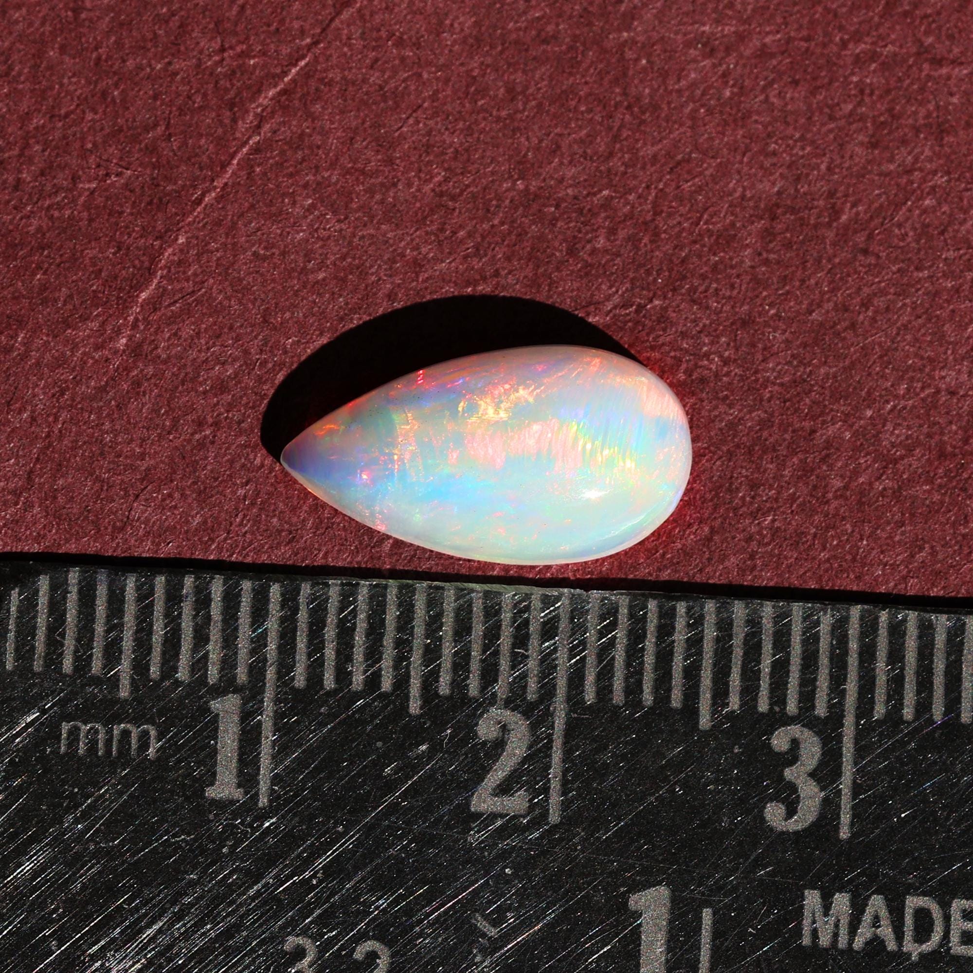 2.30 Carat White Ethiopian Opal Cabochon: Pear-Shaped Loose Gemstone