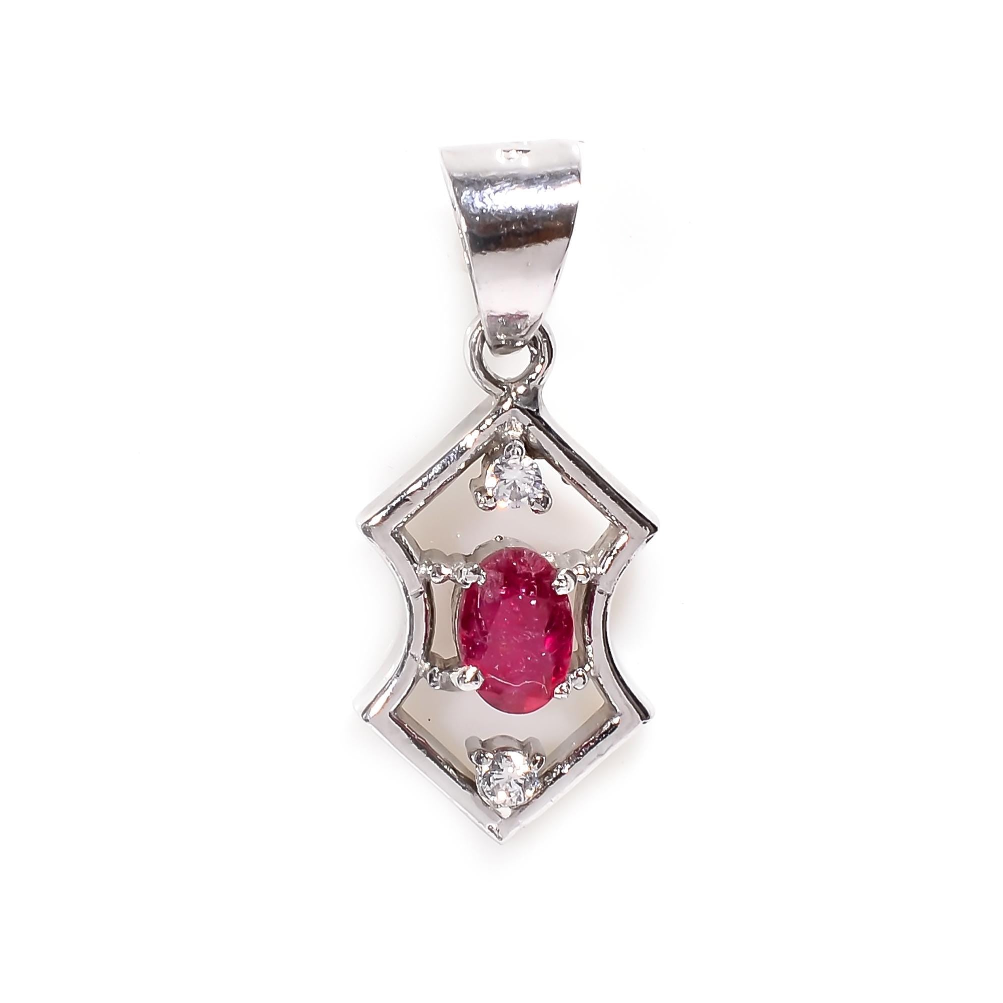 Multi-Stone 925 Sterling Silver Pendant: Garnet, Ruby, Emerald