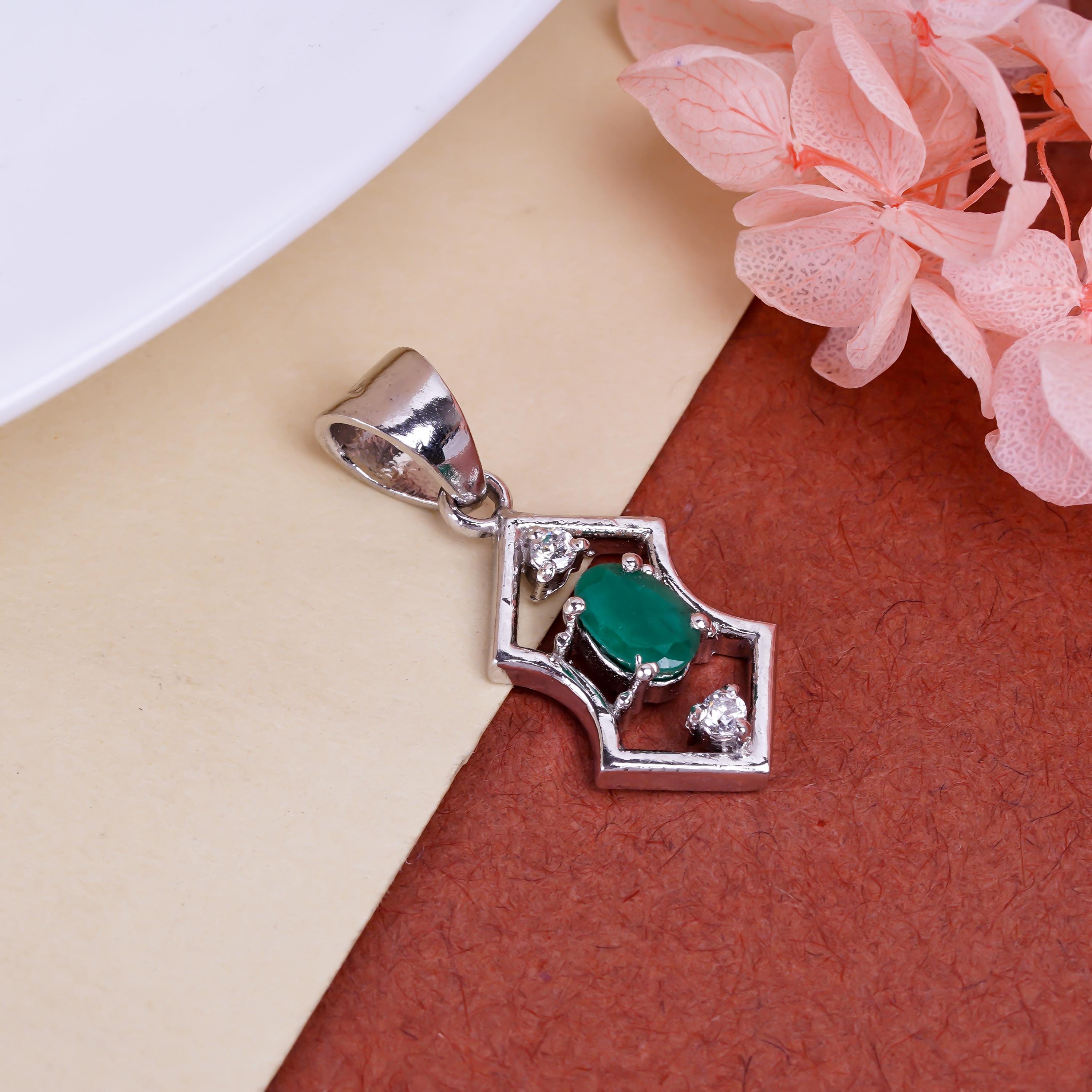 Multi-Stone 925 Sterling Silver Pendant: Garnet, Ruby, Emerald