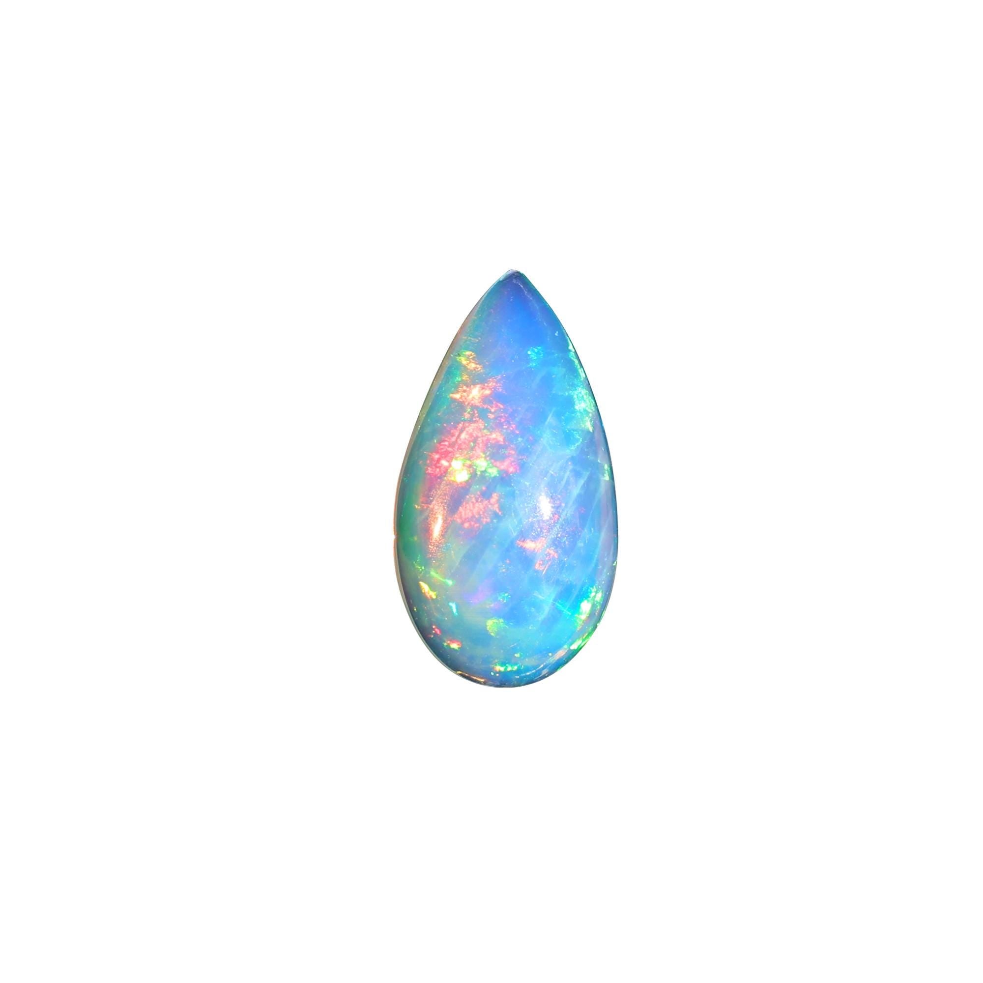 Natural Ethiopian Opal Gemstone  2 Carat White Fire Opal Cabochon for Jewelry Making
