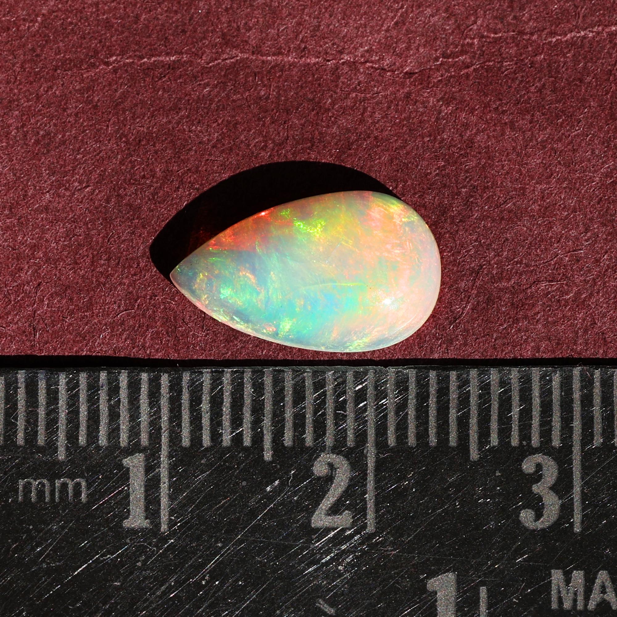 AAA Fire Opal Cabochon: 1.90 Carat Pear Welo Ethiopian Opal