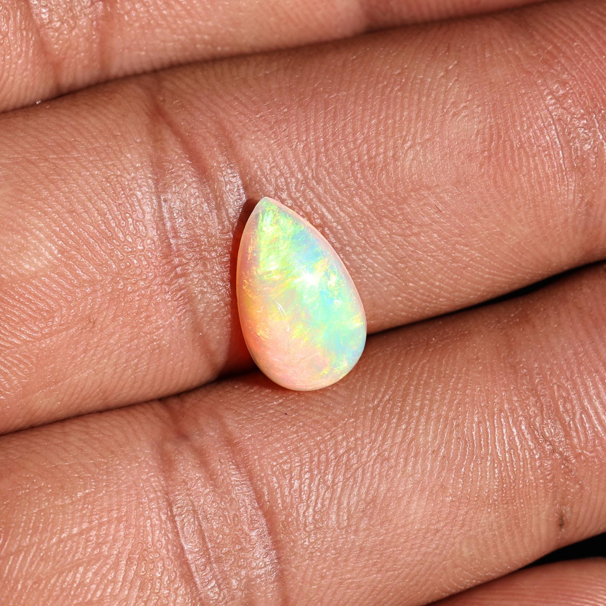 AAA Fire Opal Cabochon: 1.90 Carat Pear Welo Ethiopian Opal