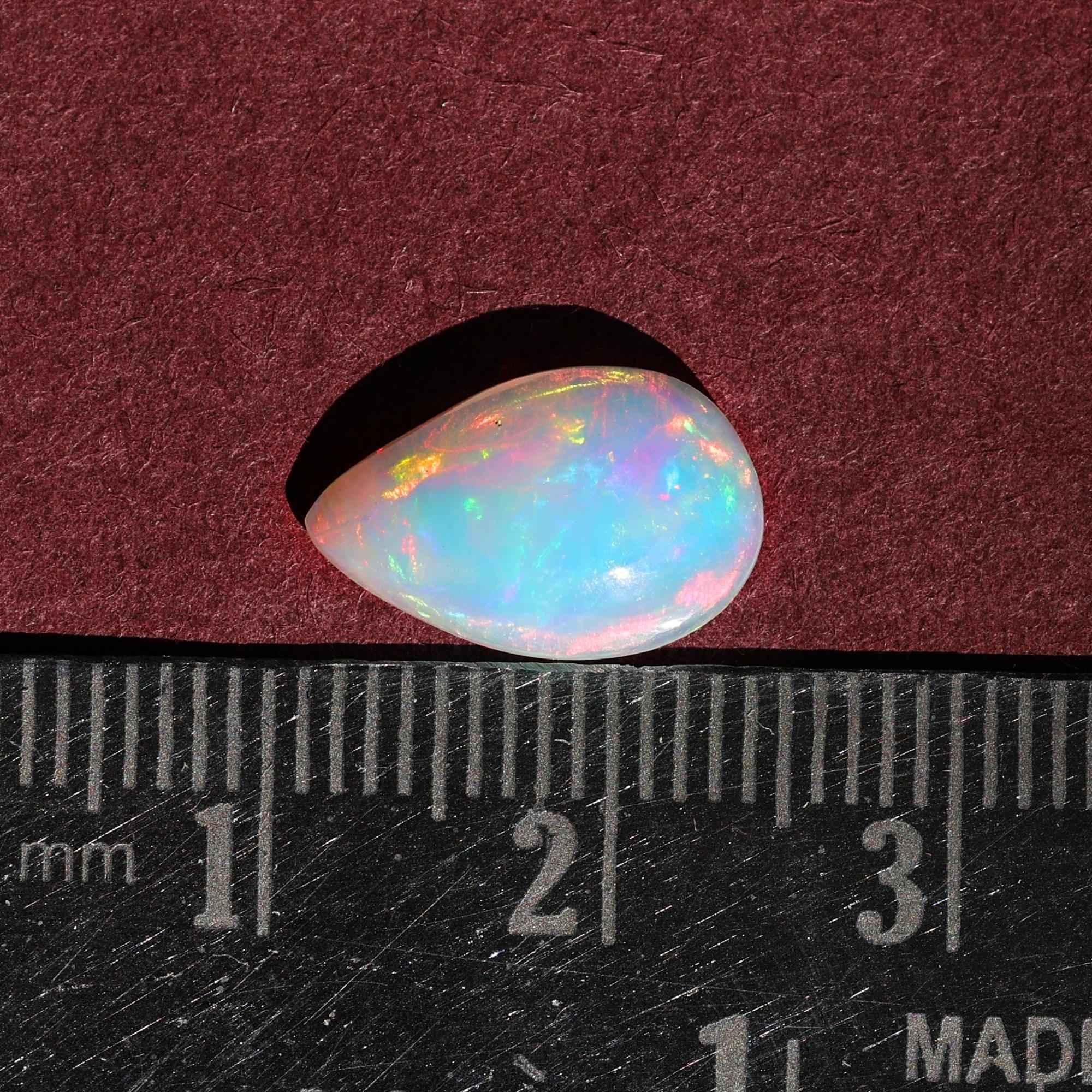 2.53 Carat Pear Shape Ethiopian Fire Opal Cabochon: Ring or Pendant Stone loose gemstones