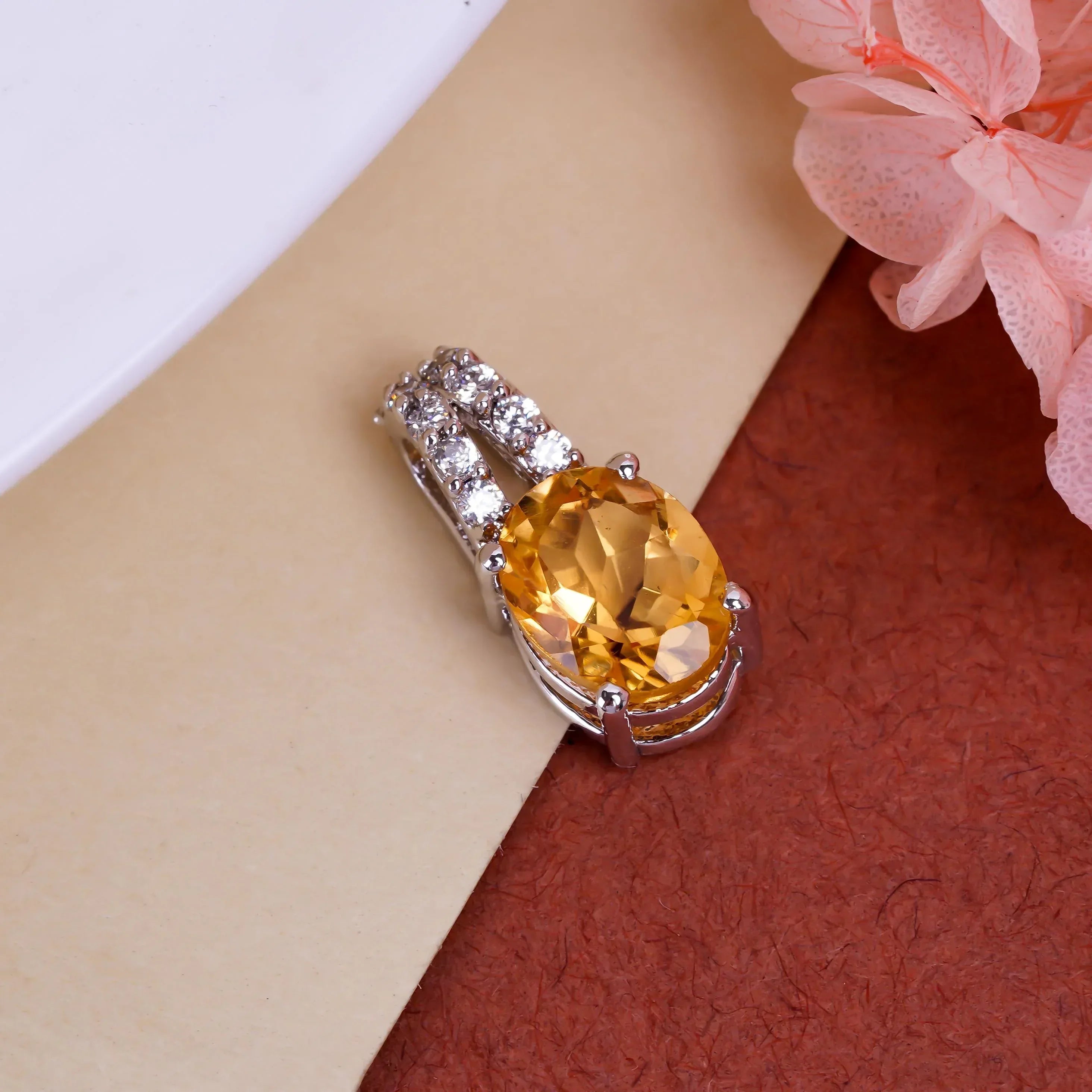 Citrine Gemstone Pendant: 925 Silver Amethyst Boho Jewelry