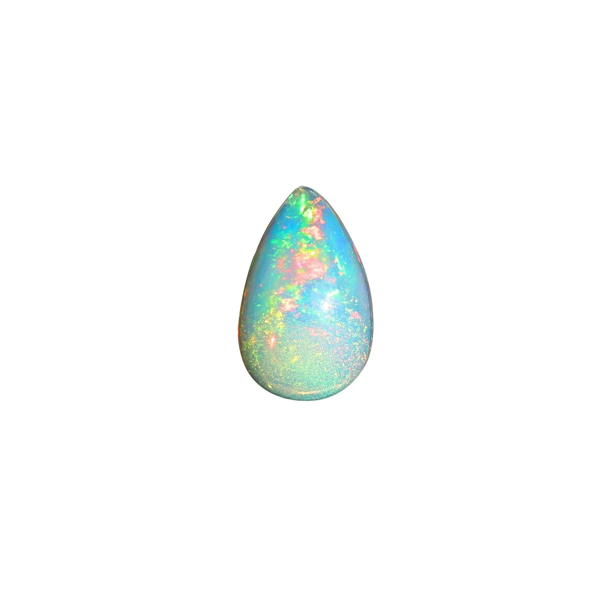 Ethiopian Fire Opal Cabochon: White Pear-Cut Loose Gemstone, 2.80 Carat loose gemstones