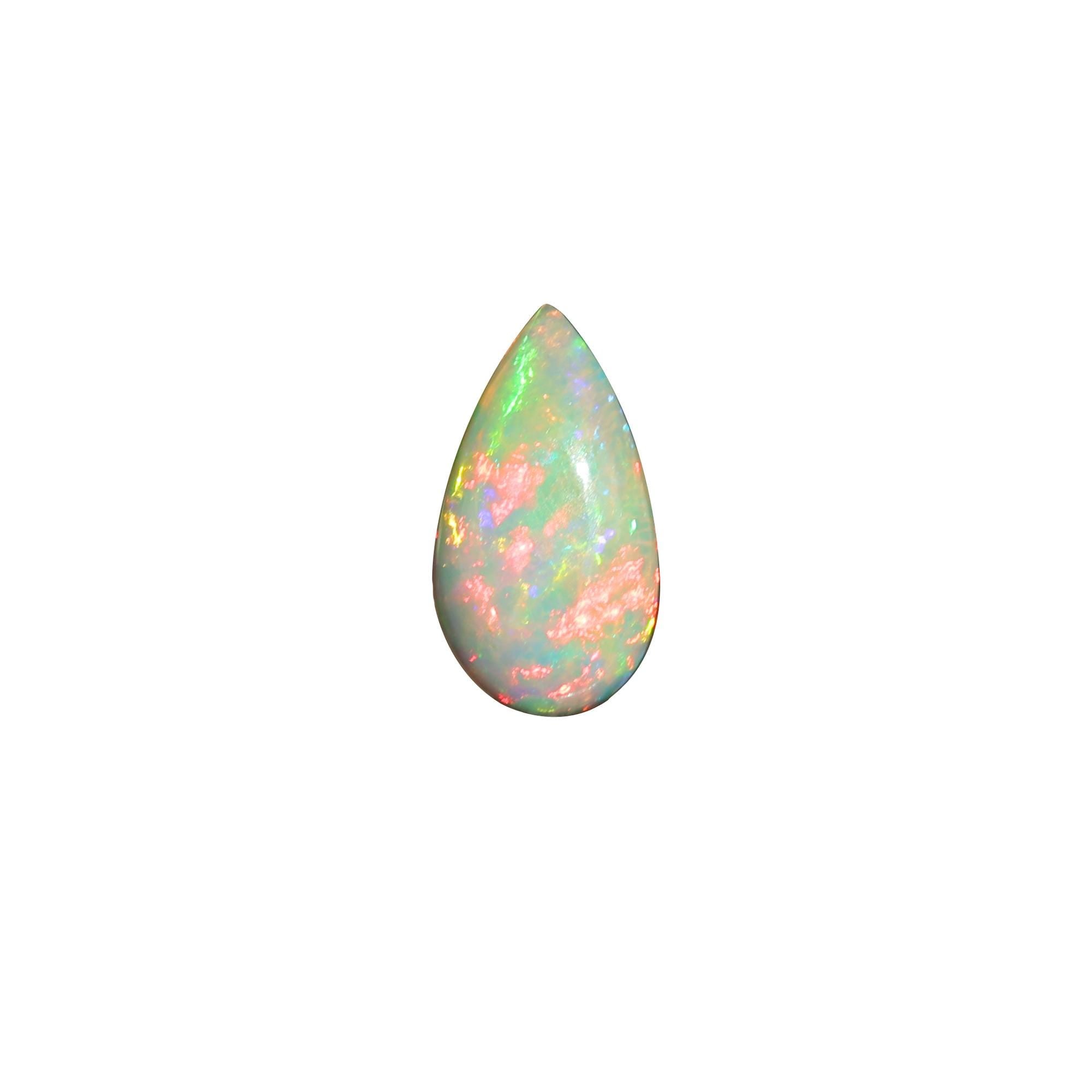 1.40 Carat Ethiopian Fire Opal Cabochon: White Gemstone for Jewelry
