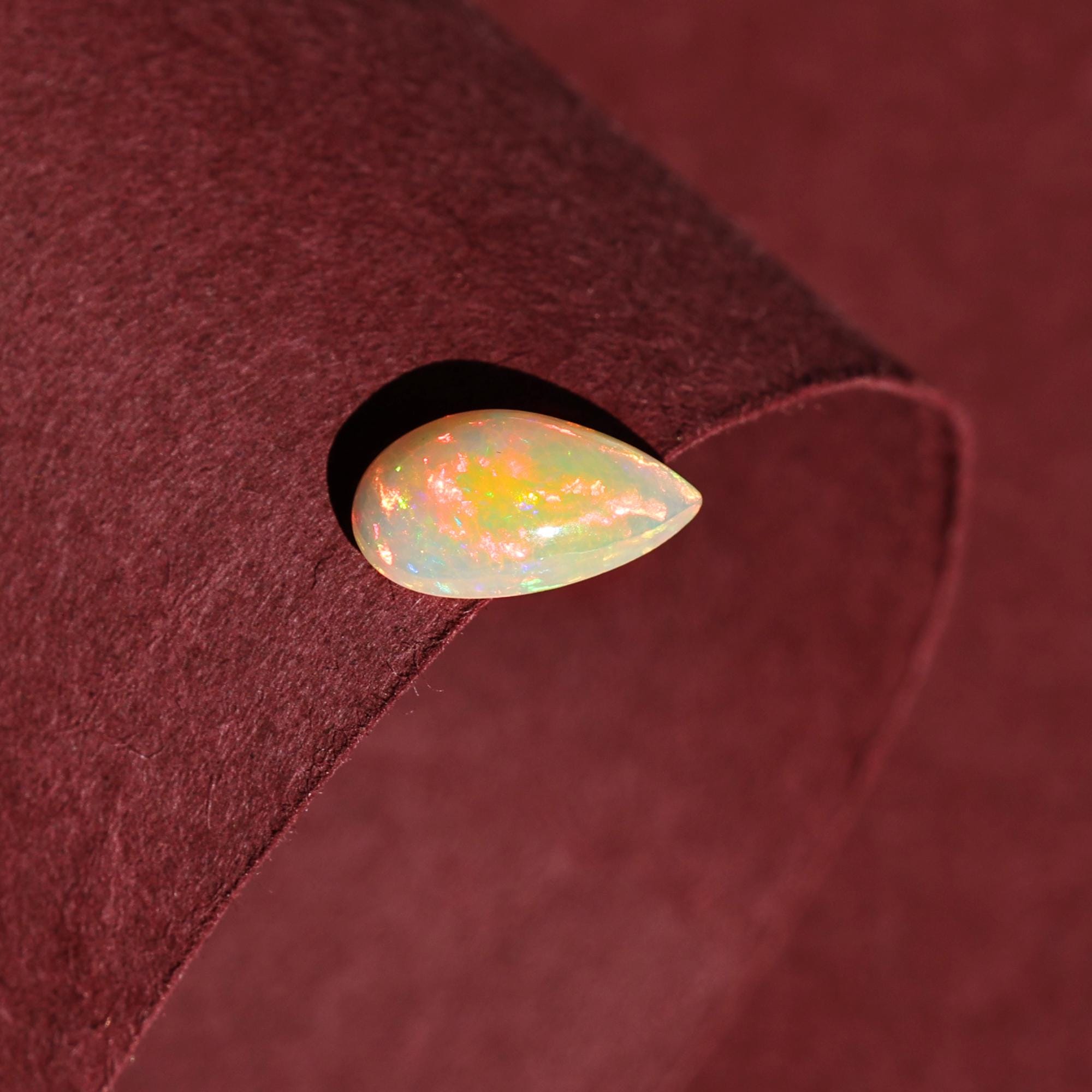 1.40 Carat Ethiopian Fire Opal Cabochon: White Gemstone for Jewelry