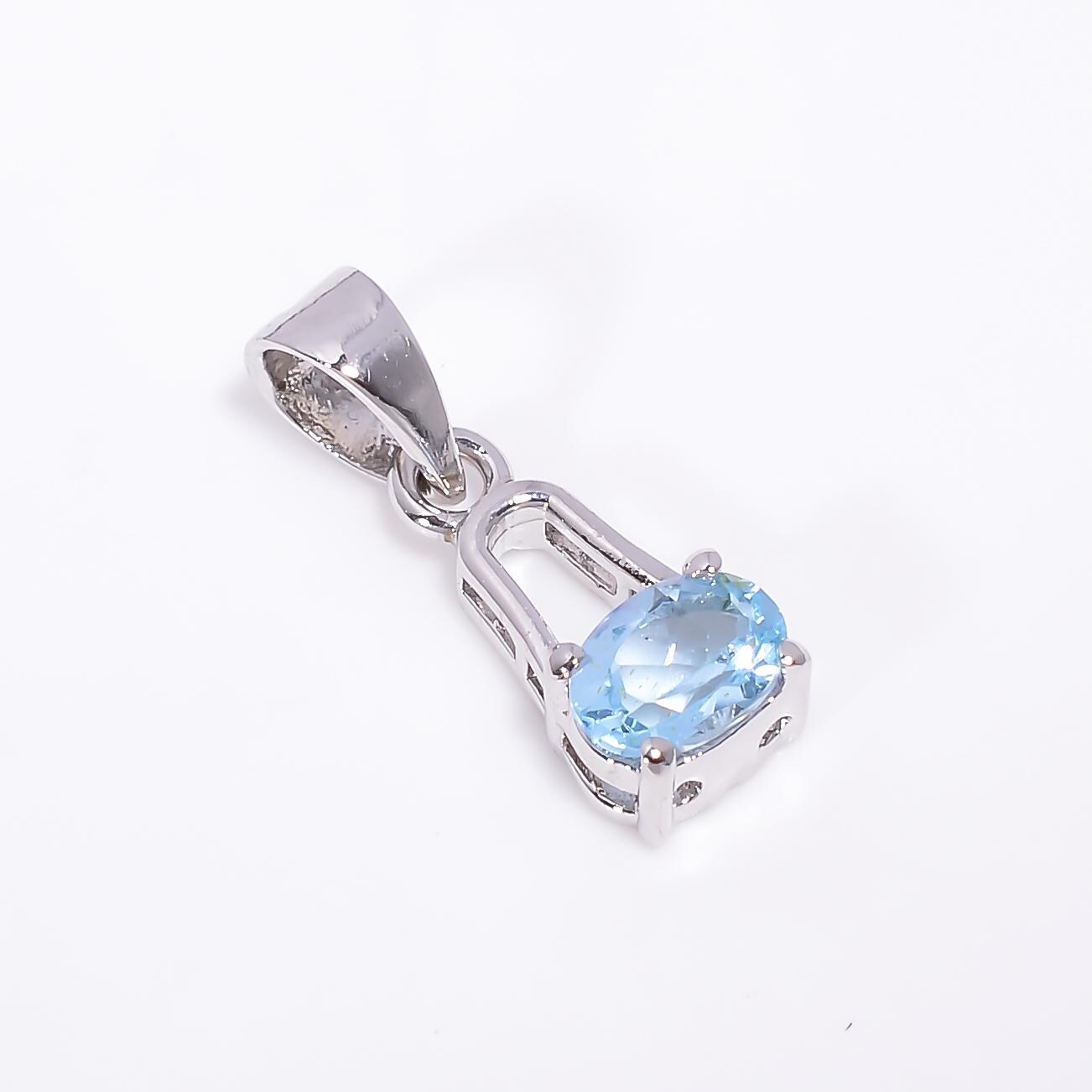 Sterling Silver Sky Blue Topaz Pendant: December Birthstone Jewelry