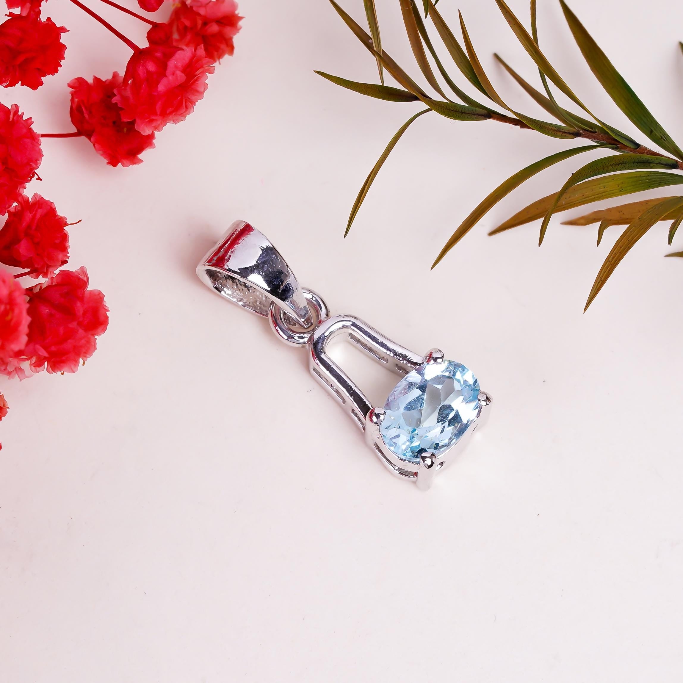Sterling Silver Sky Blue Topaz Pendant: December Birthstone Jewelry