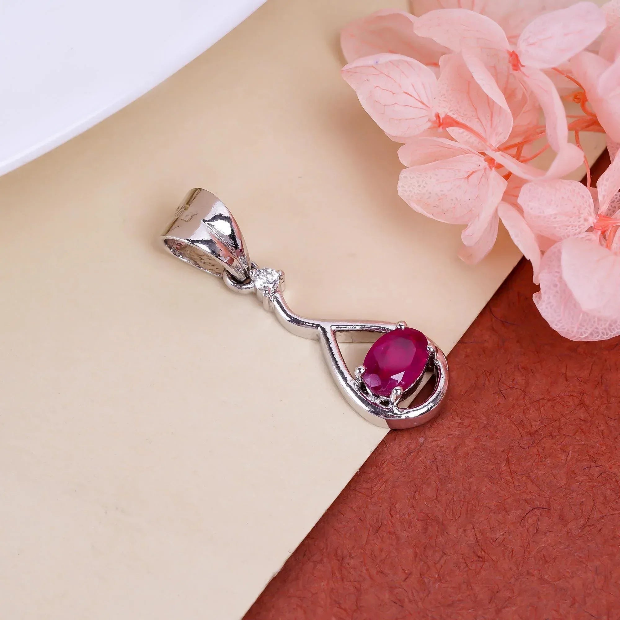 Handmade Sterling Silver Emerald, Ruby & Sapphire Pendant